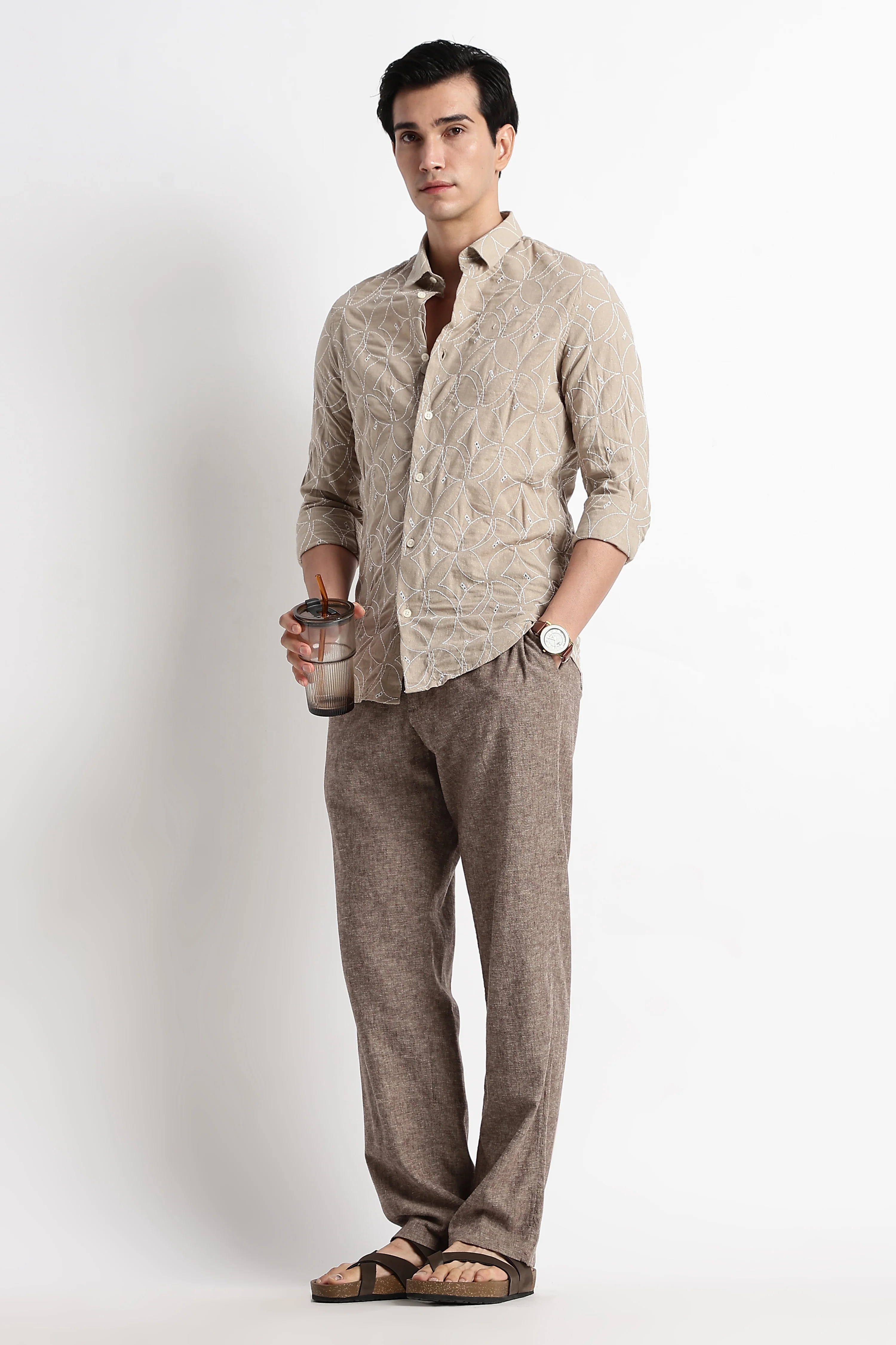 Men Embroided Cotton Shirt - Image 8