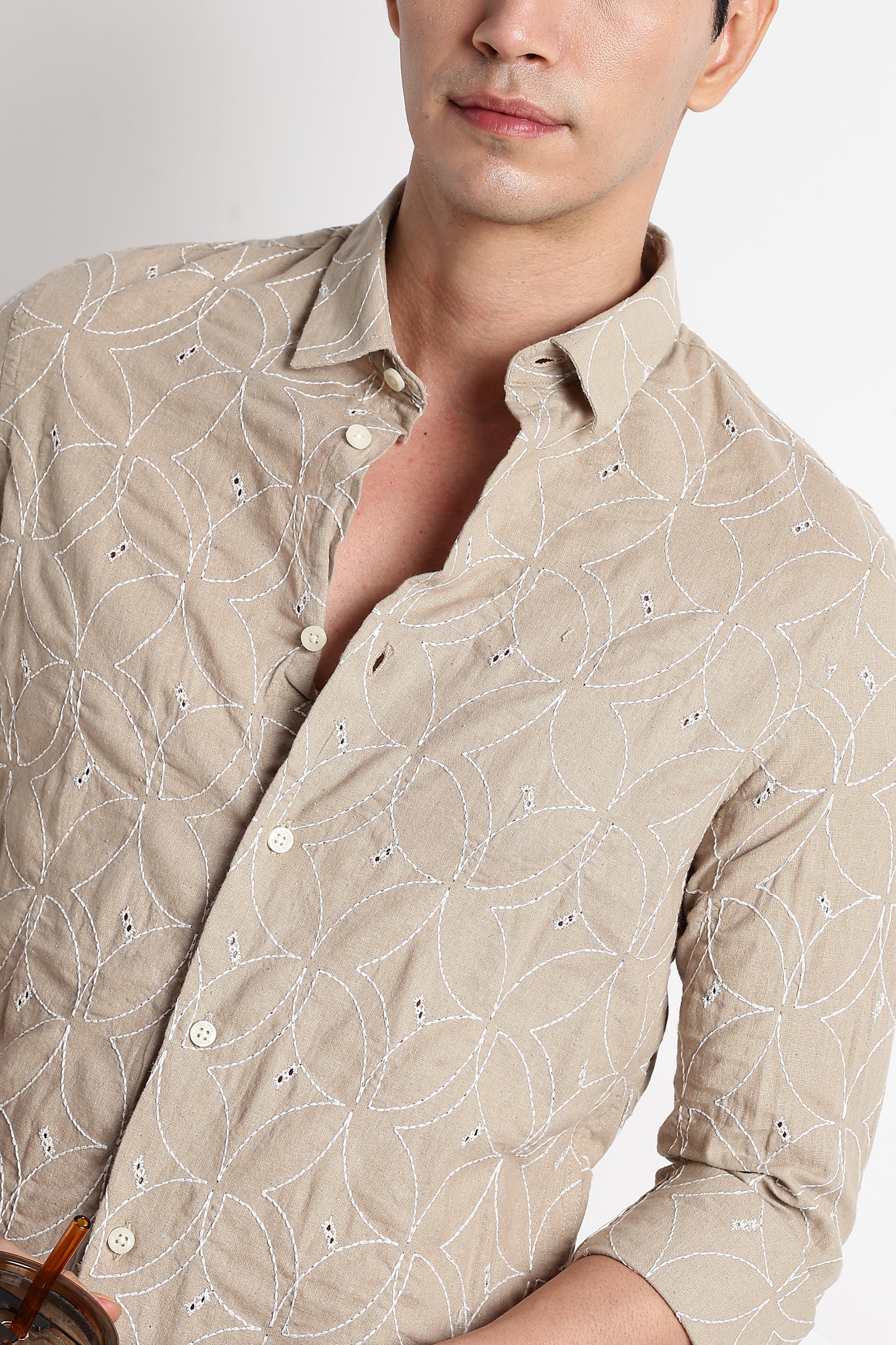 Men Embroided Cotton Shirt - Image 9