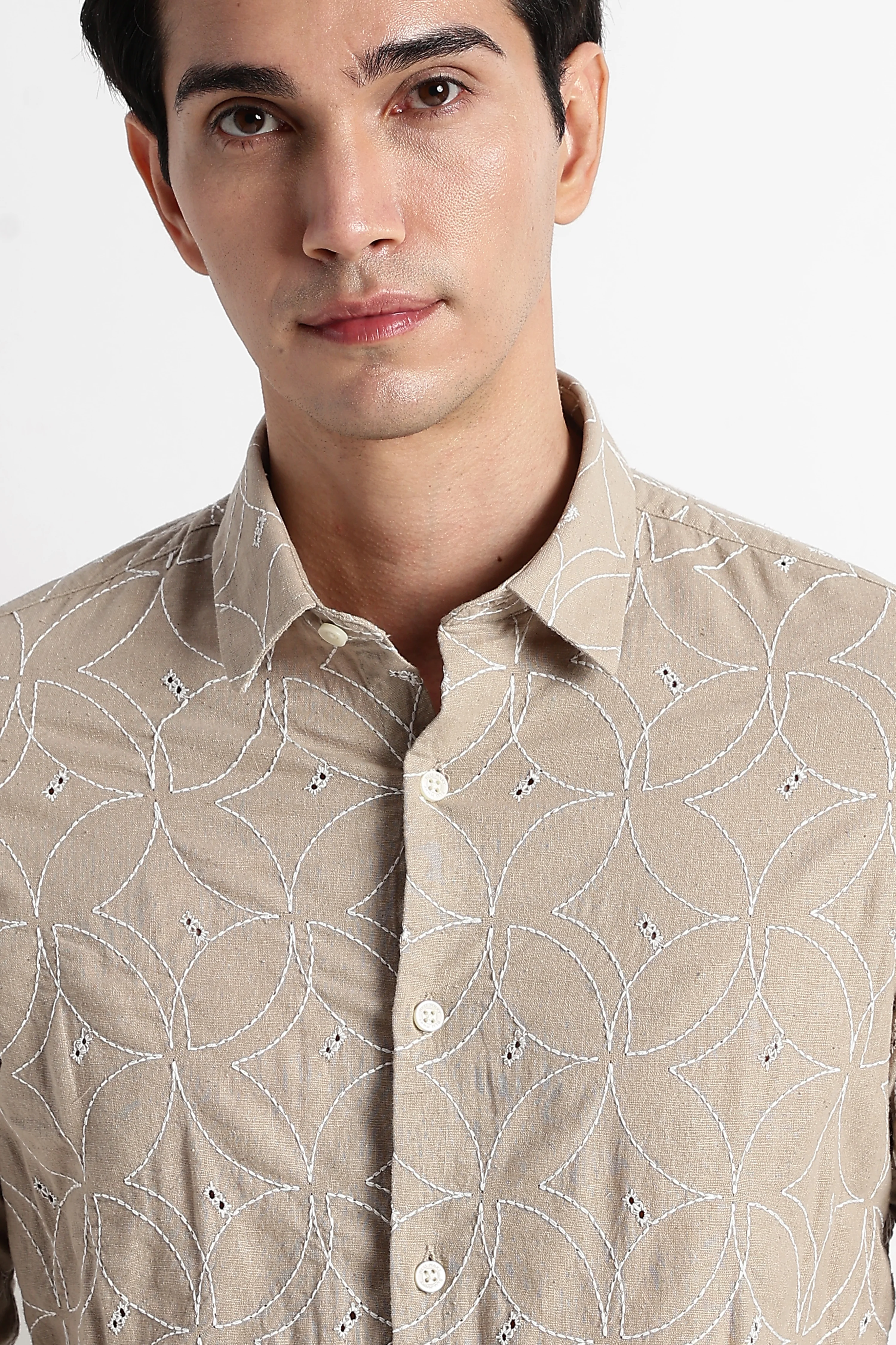 Men Embroided Cotton Shirt - Image 10