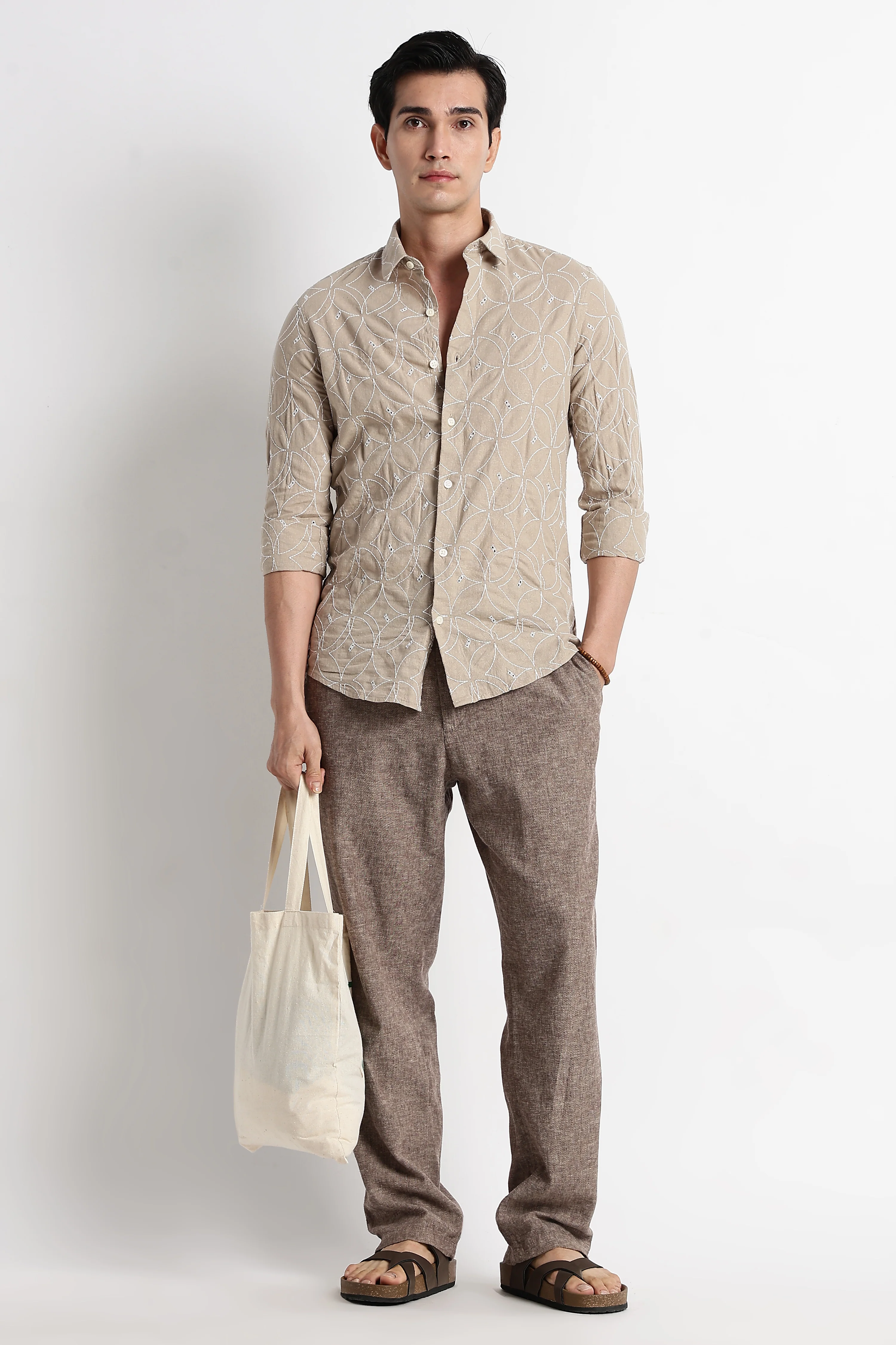 Men Embroided Cotton Shirt - Image 2