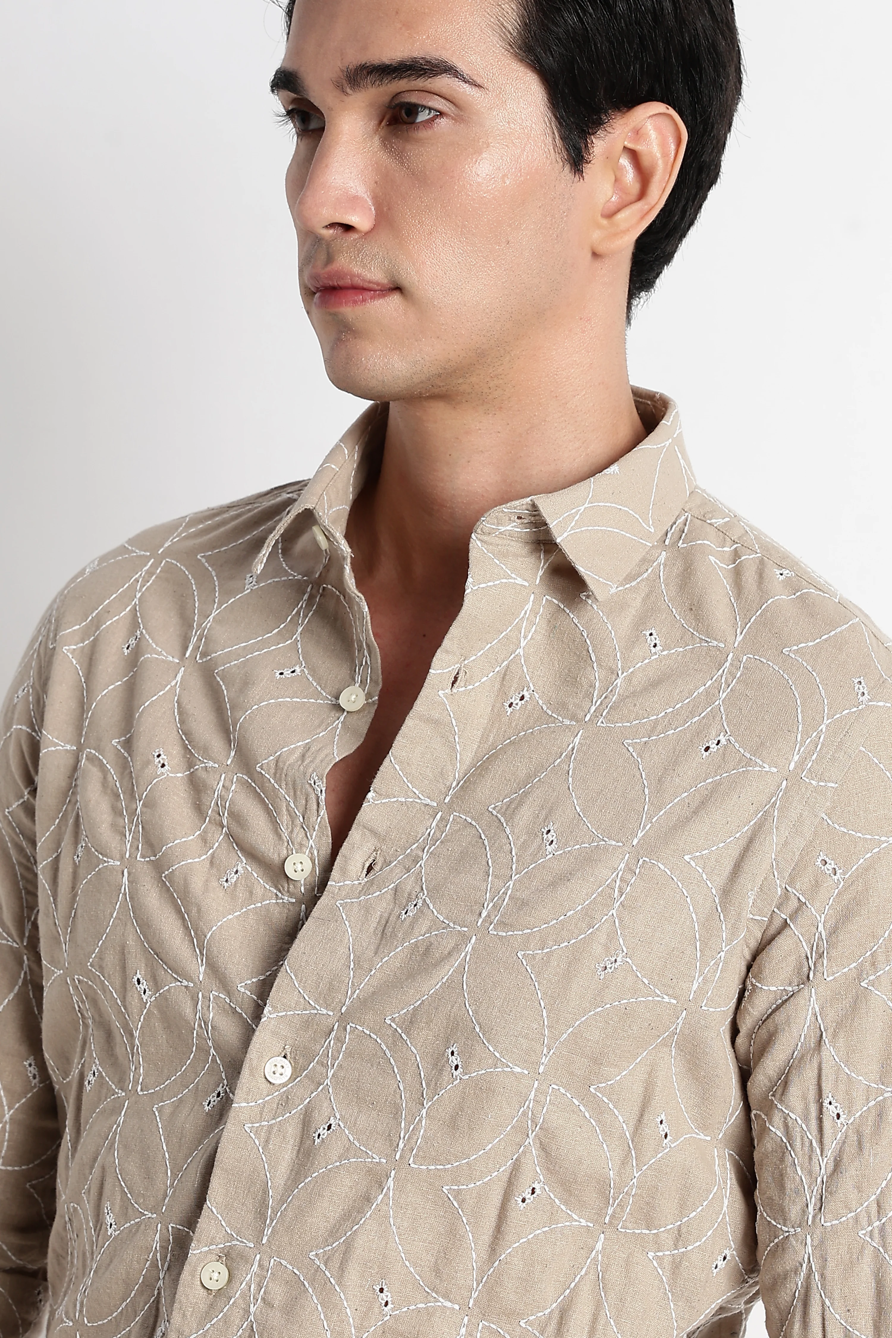 Men Embroided Cotton Shirt - Image 5
