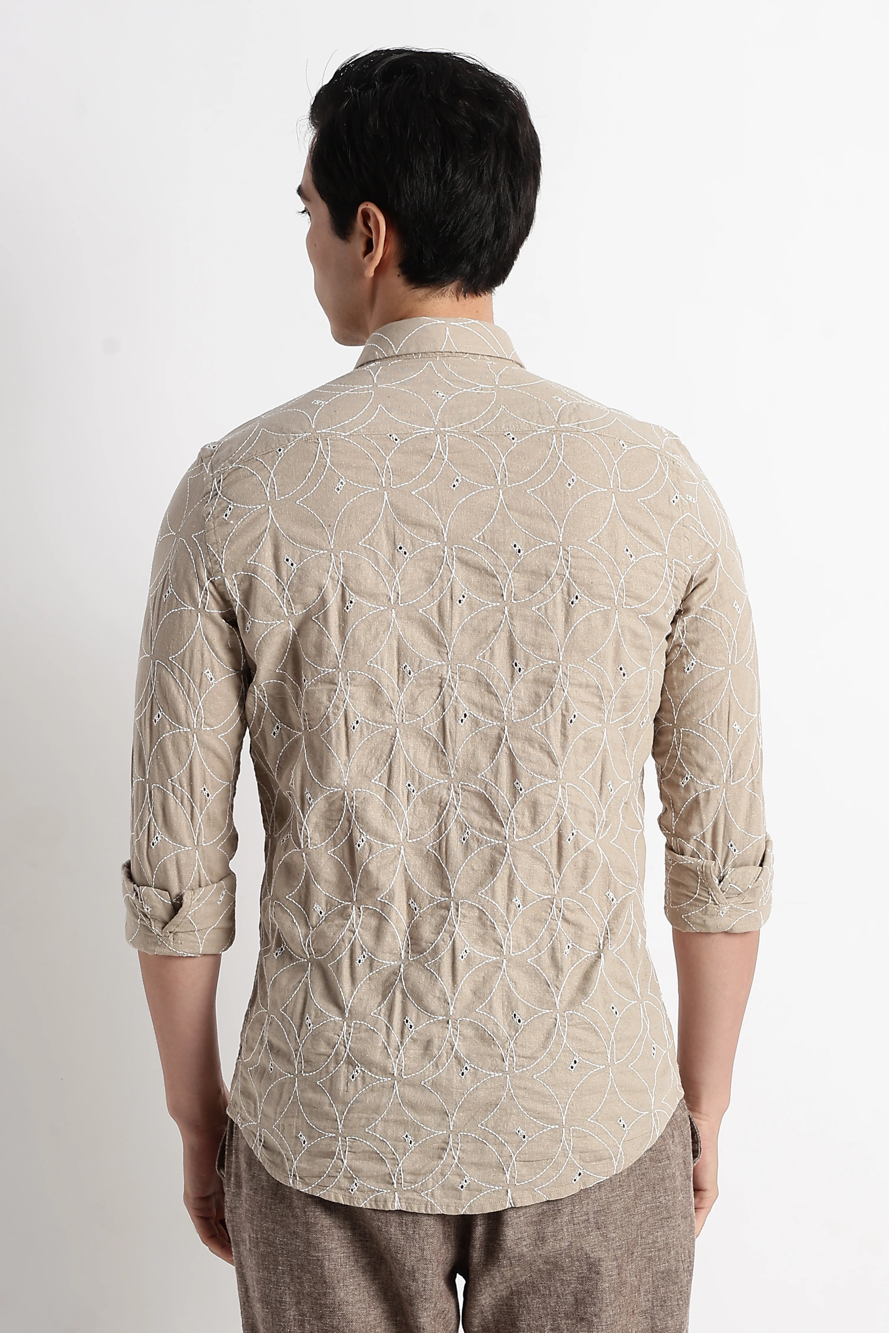 Men Embroided Cotton Shirt - Image 6