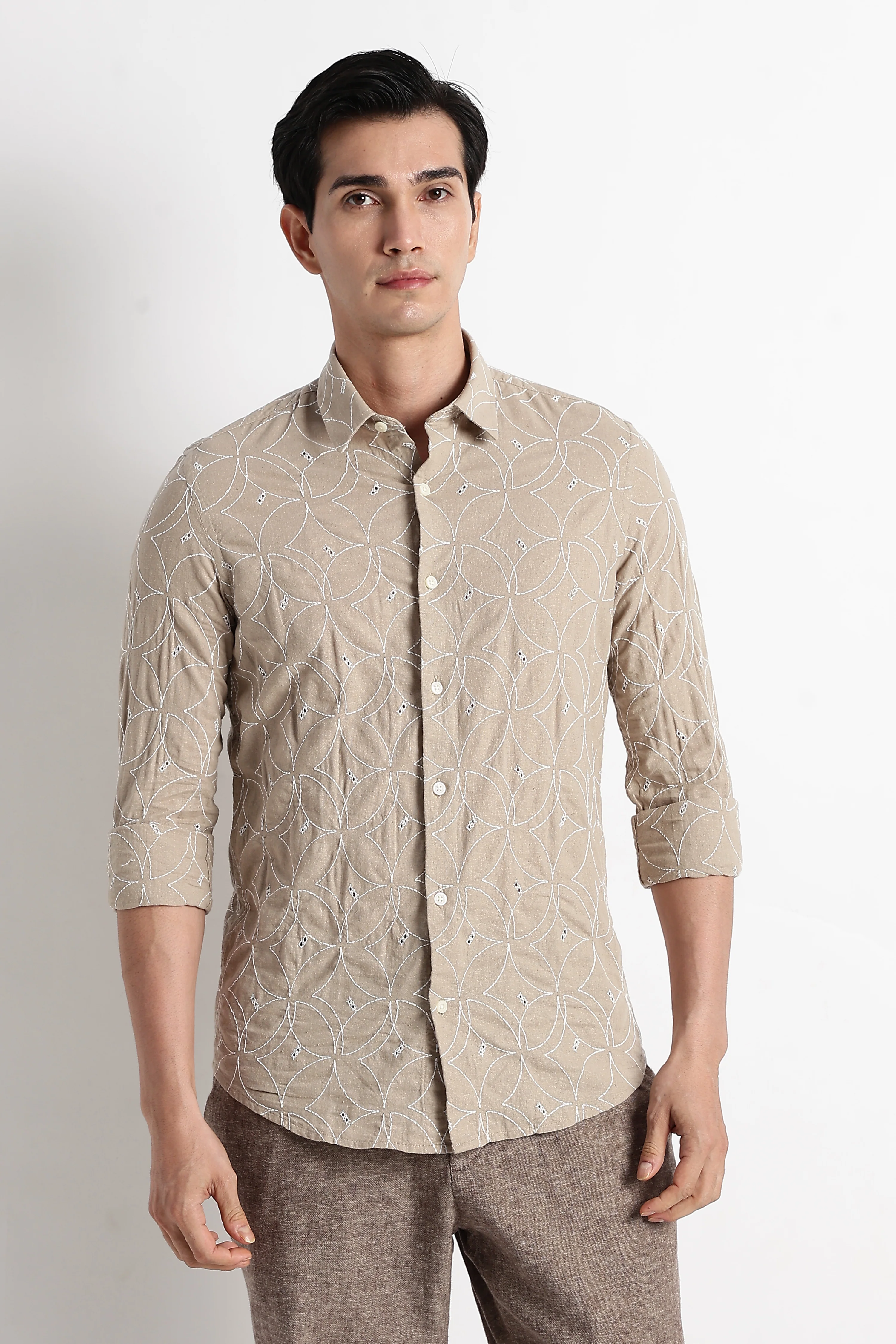Men Embroided Cotton Shirt - Image 7