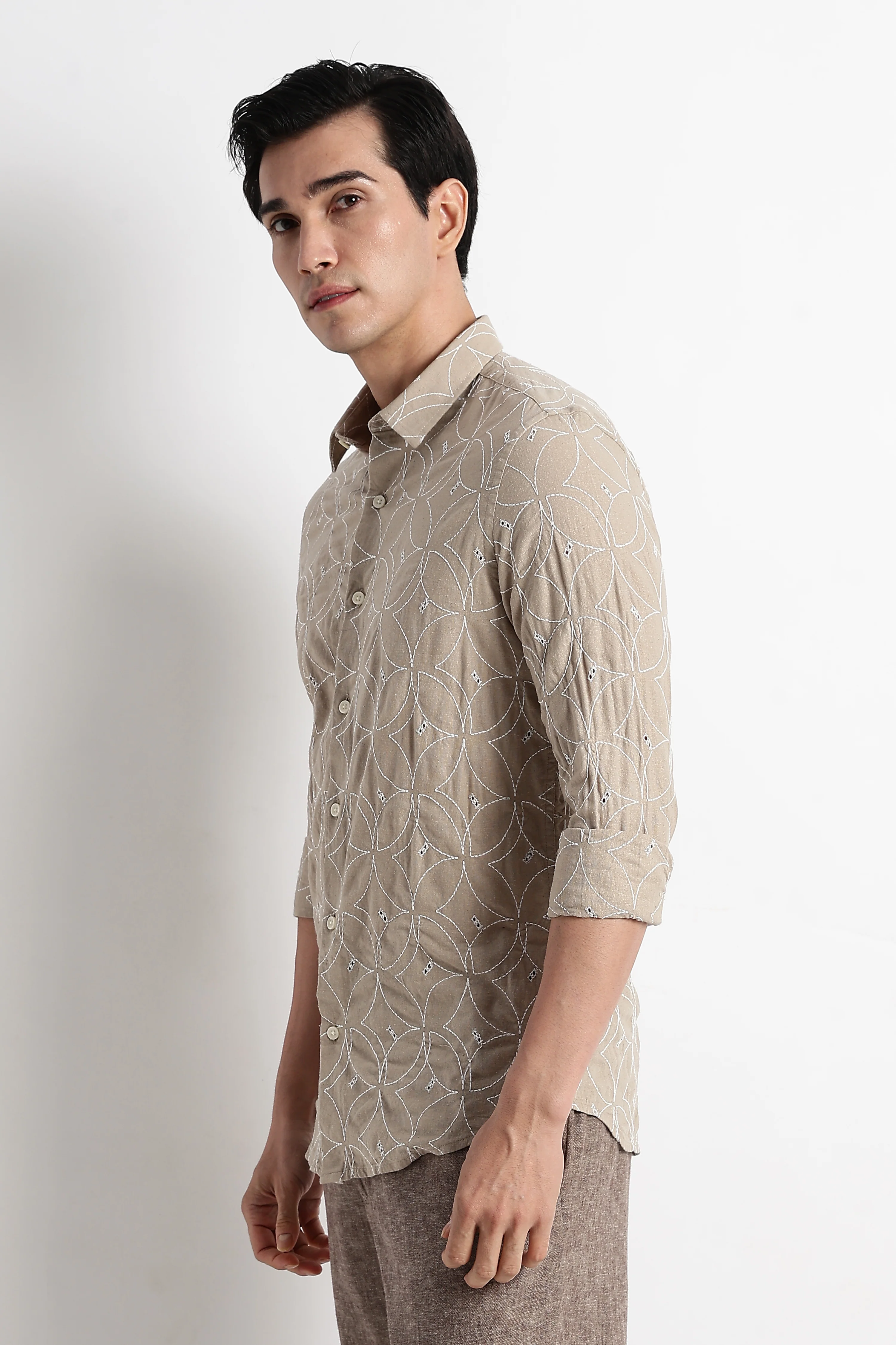 Men Embroided Cotton Shirt - Image 8