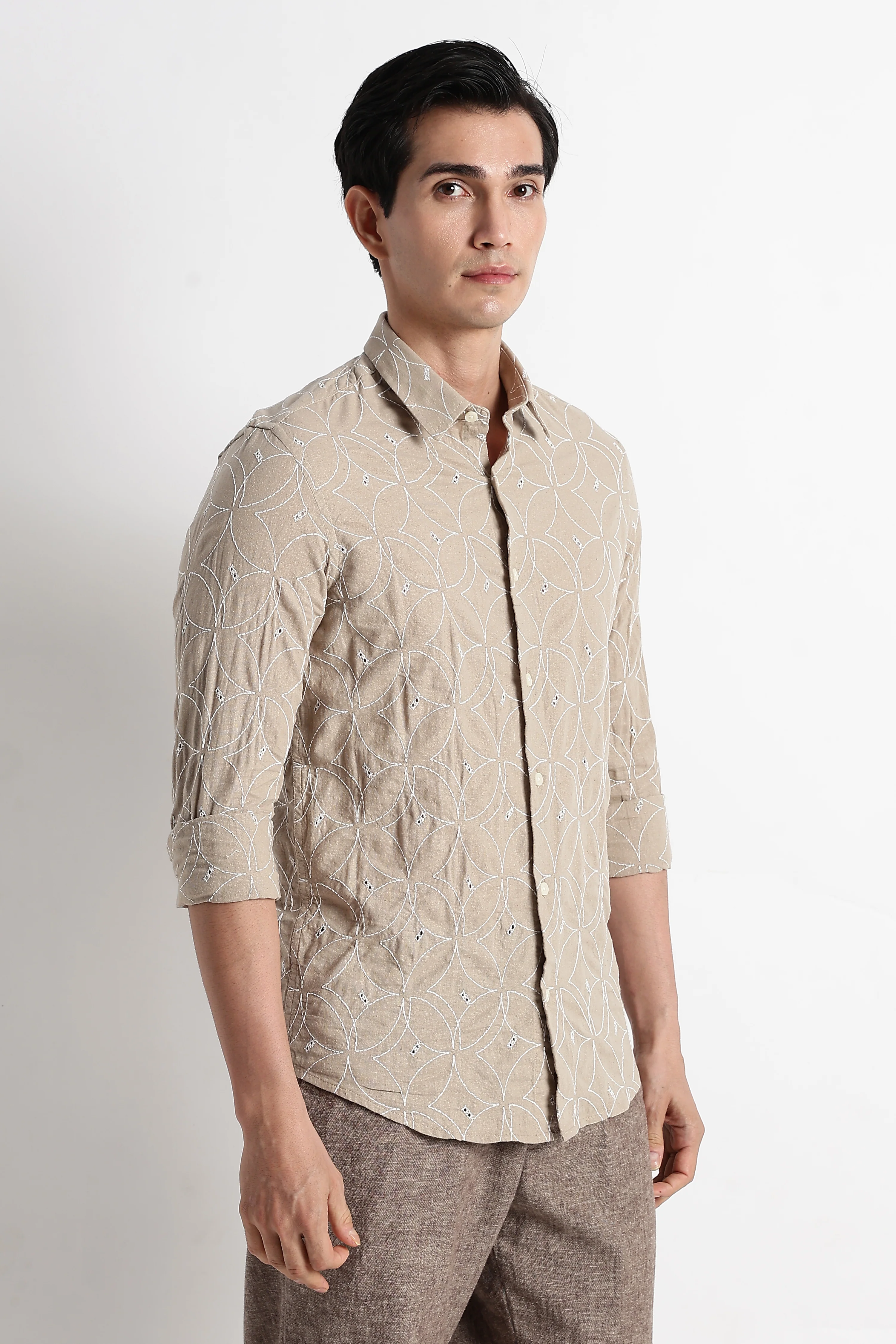 Men Embroided Cotton Shirt - Image 9