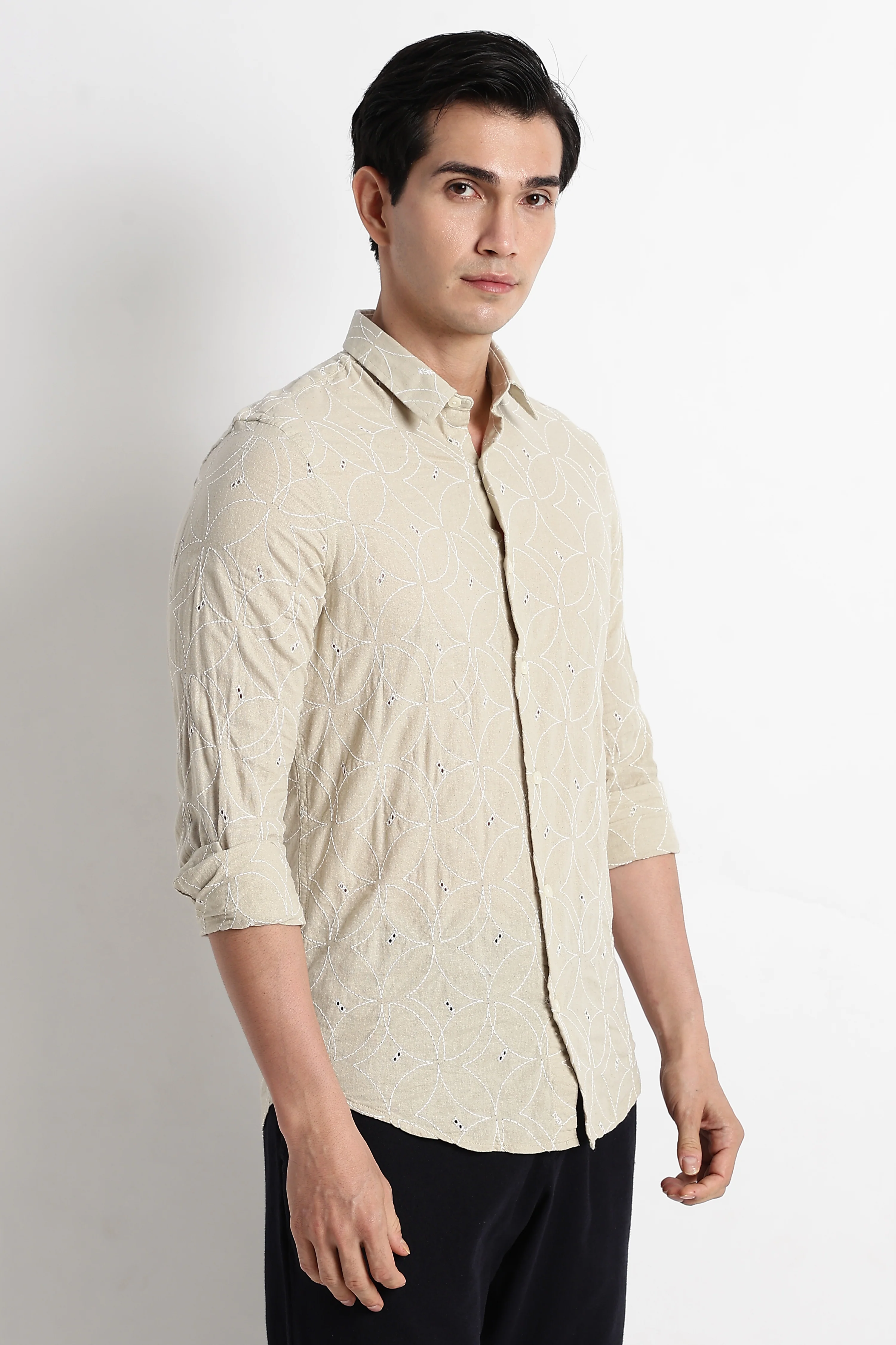 Men Embroided Cotton Shirt - Image 10