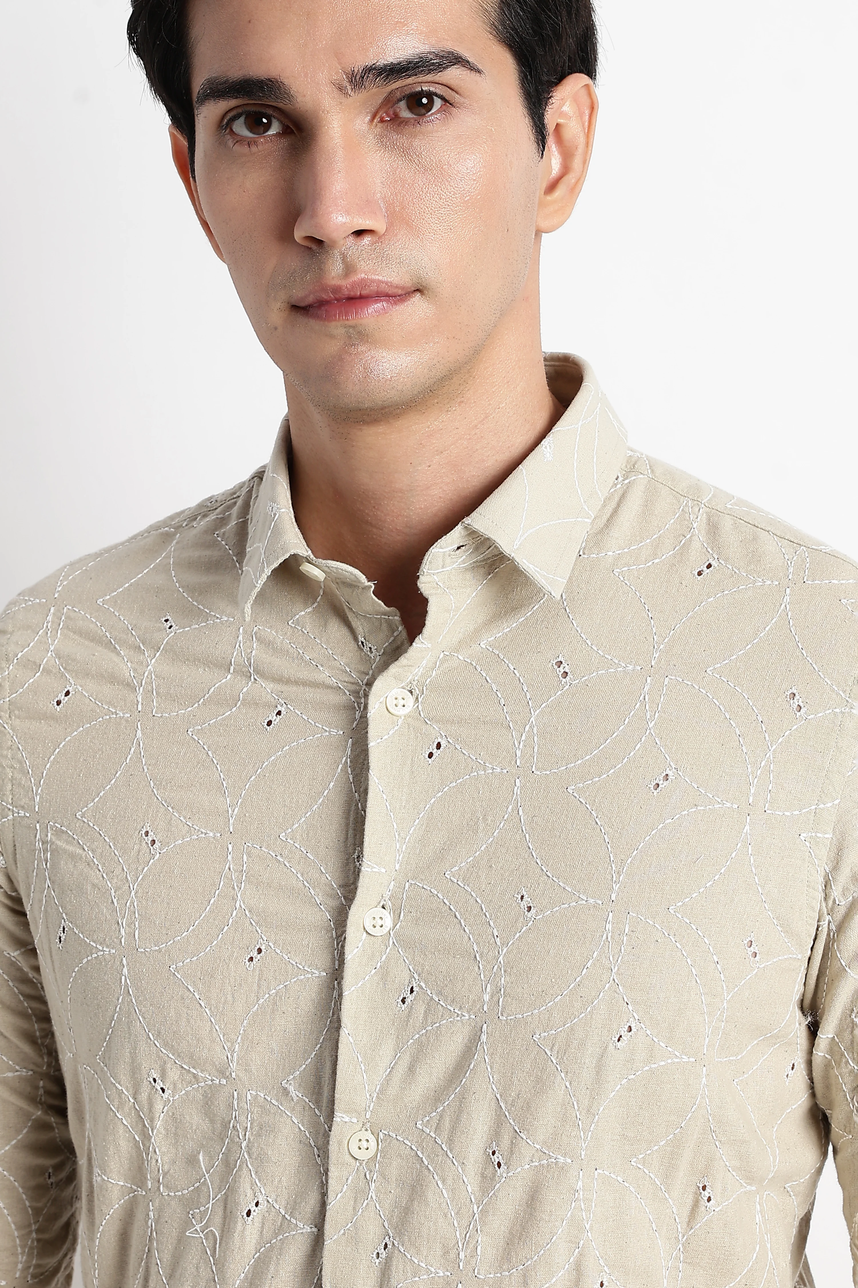 Men Embroided Cotton Shirt - Image 11