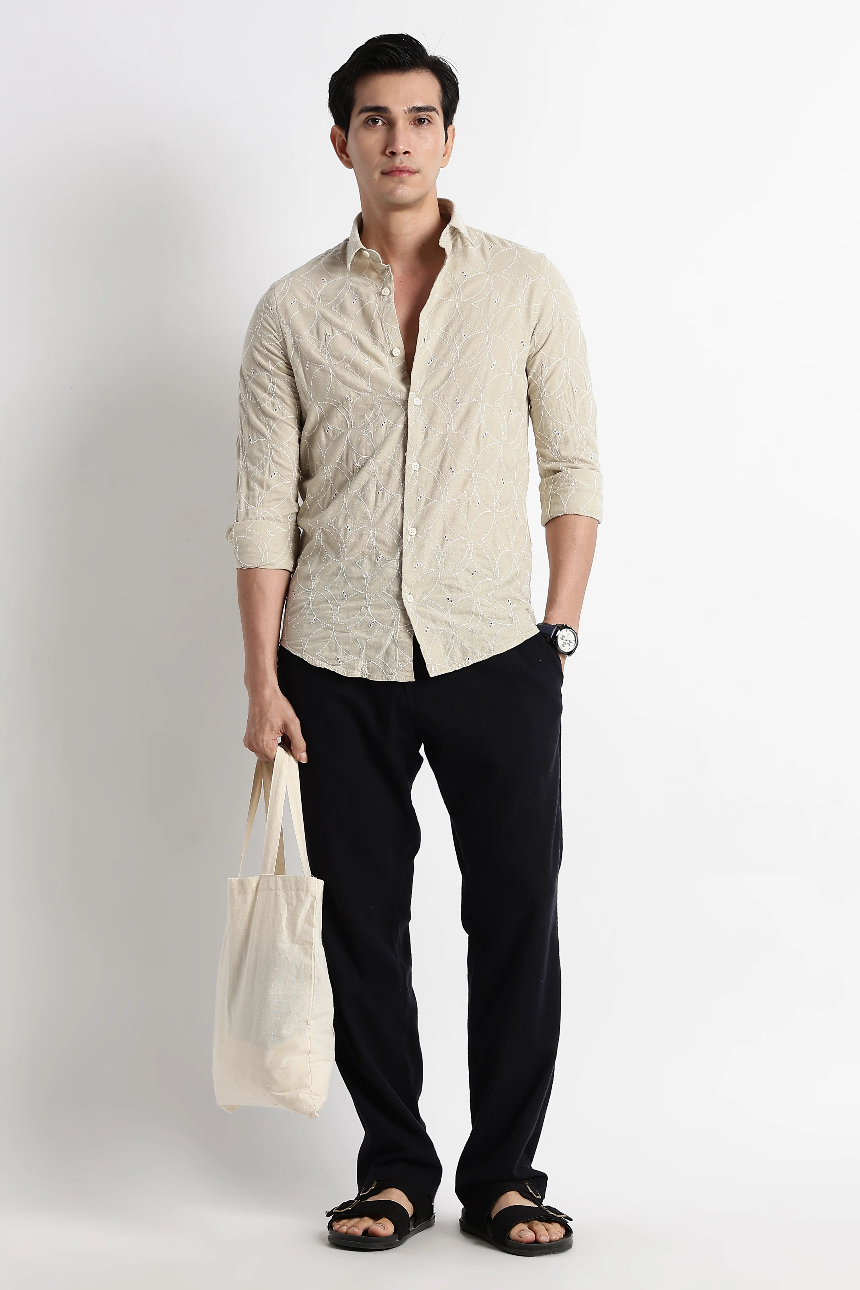 Men Embroided Cotton Shirt - Image 4