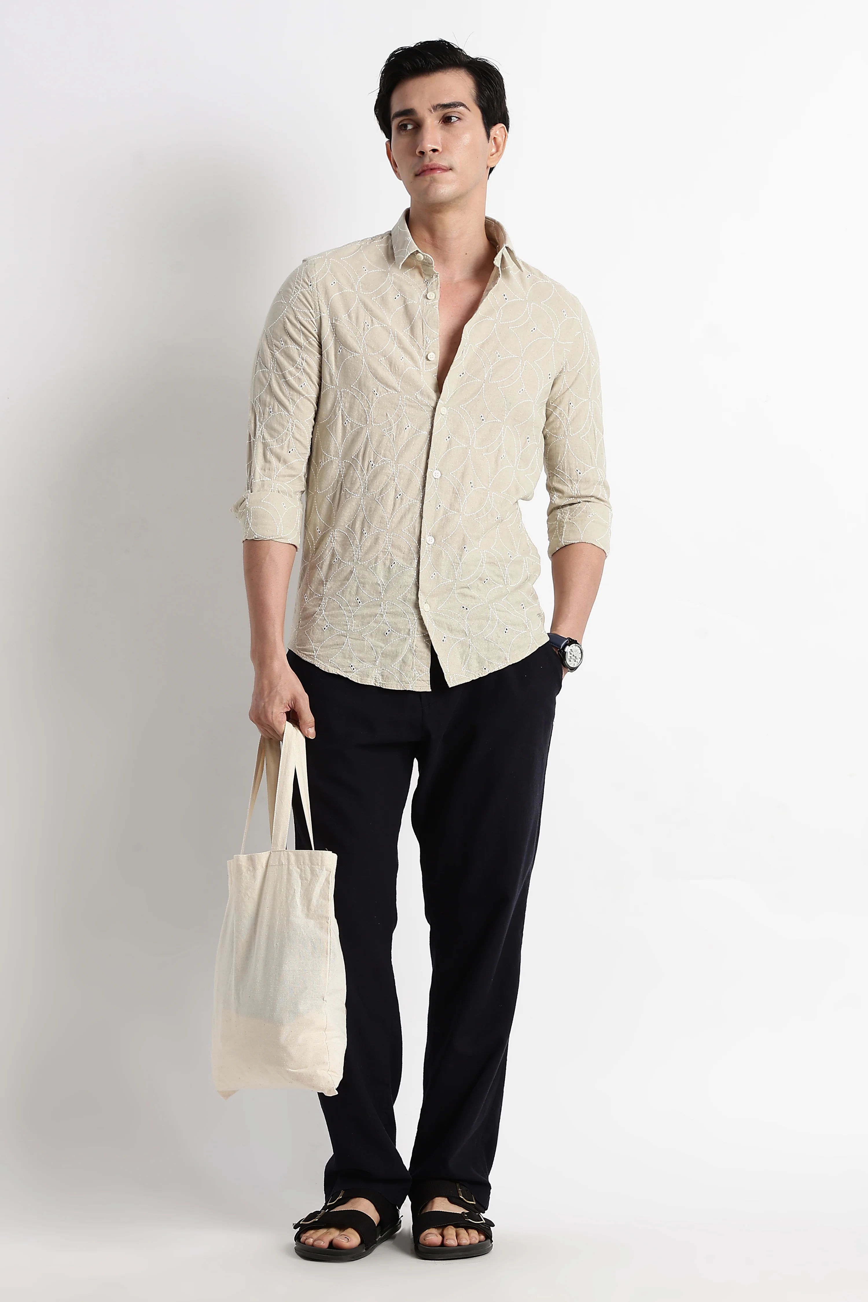 Men Embroided Cotton Shirt - Image 5