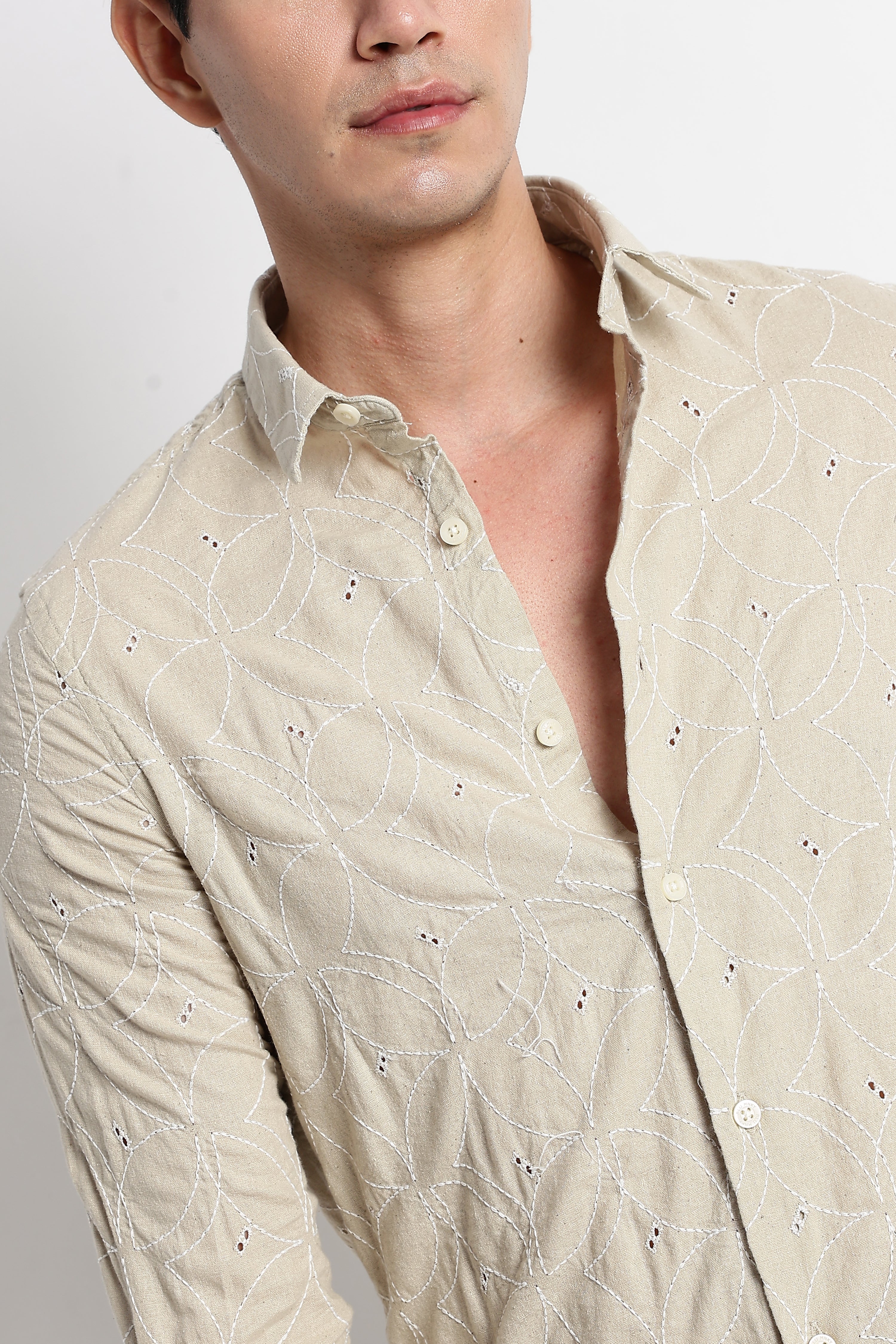 Men Embroided Cotton Shirt - Image 6