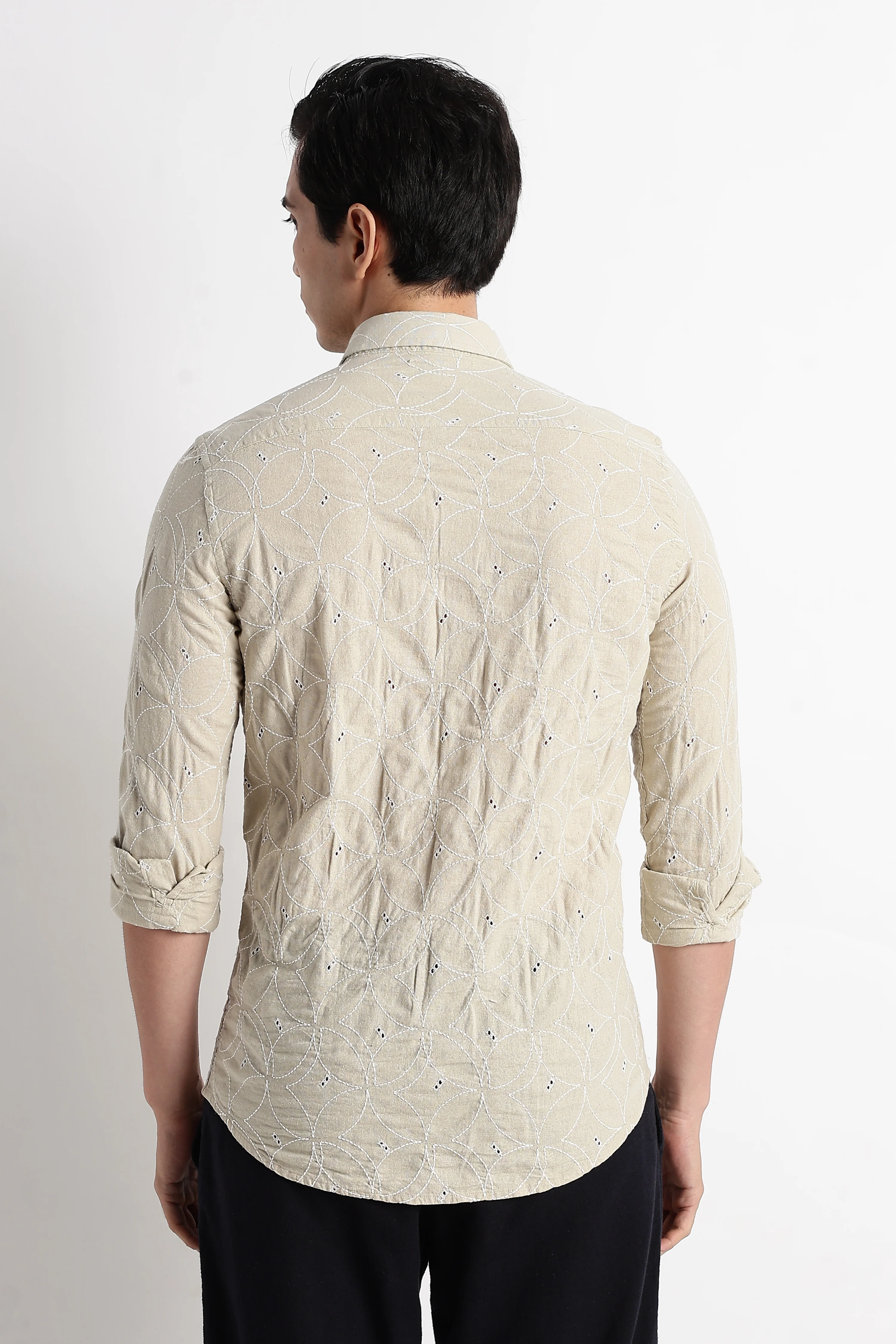Men Embroided Cotton Shirt - Image 7
