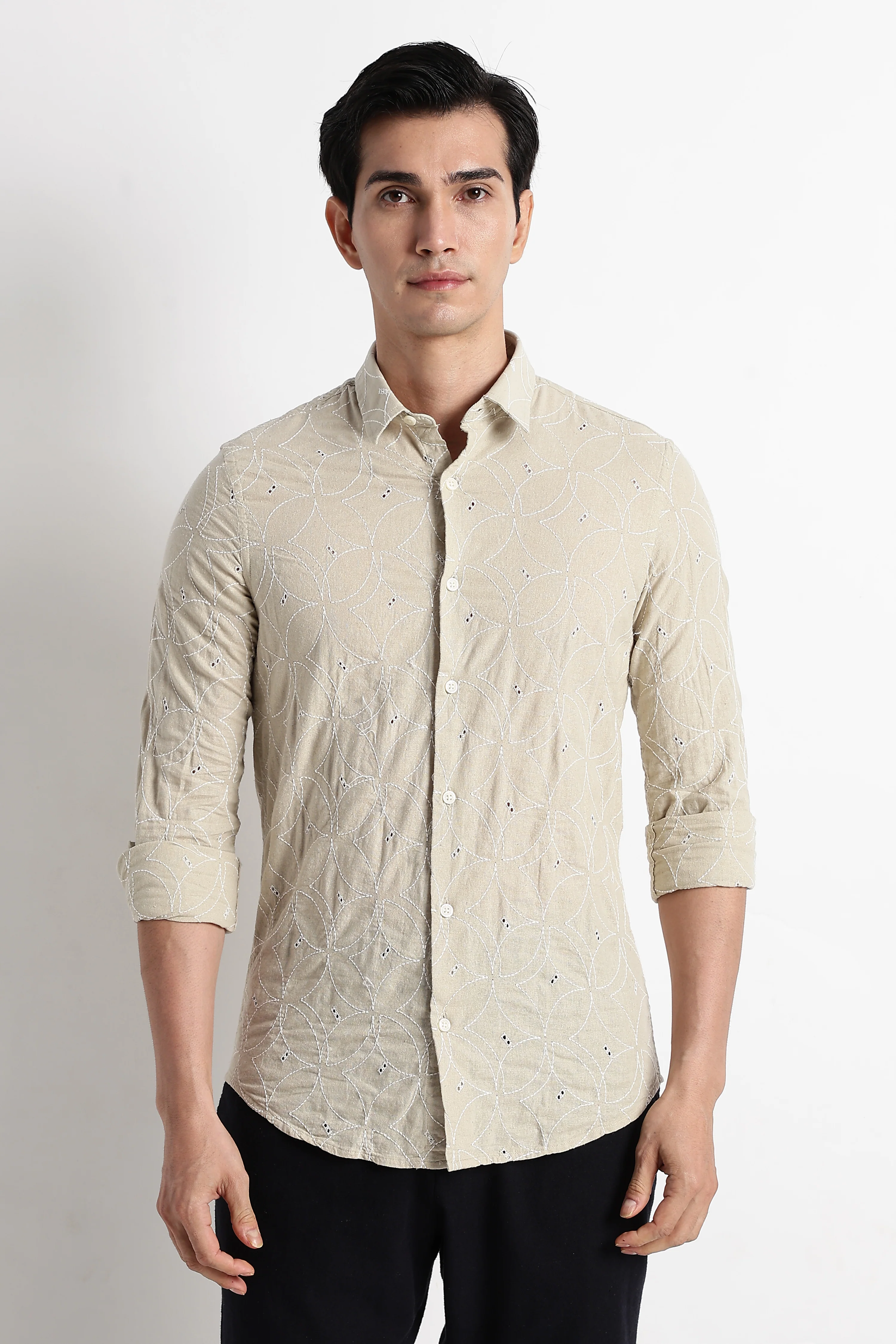 Men Embroided Cotton Shirt - Image 8