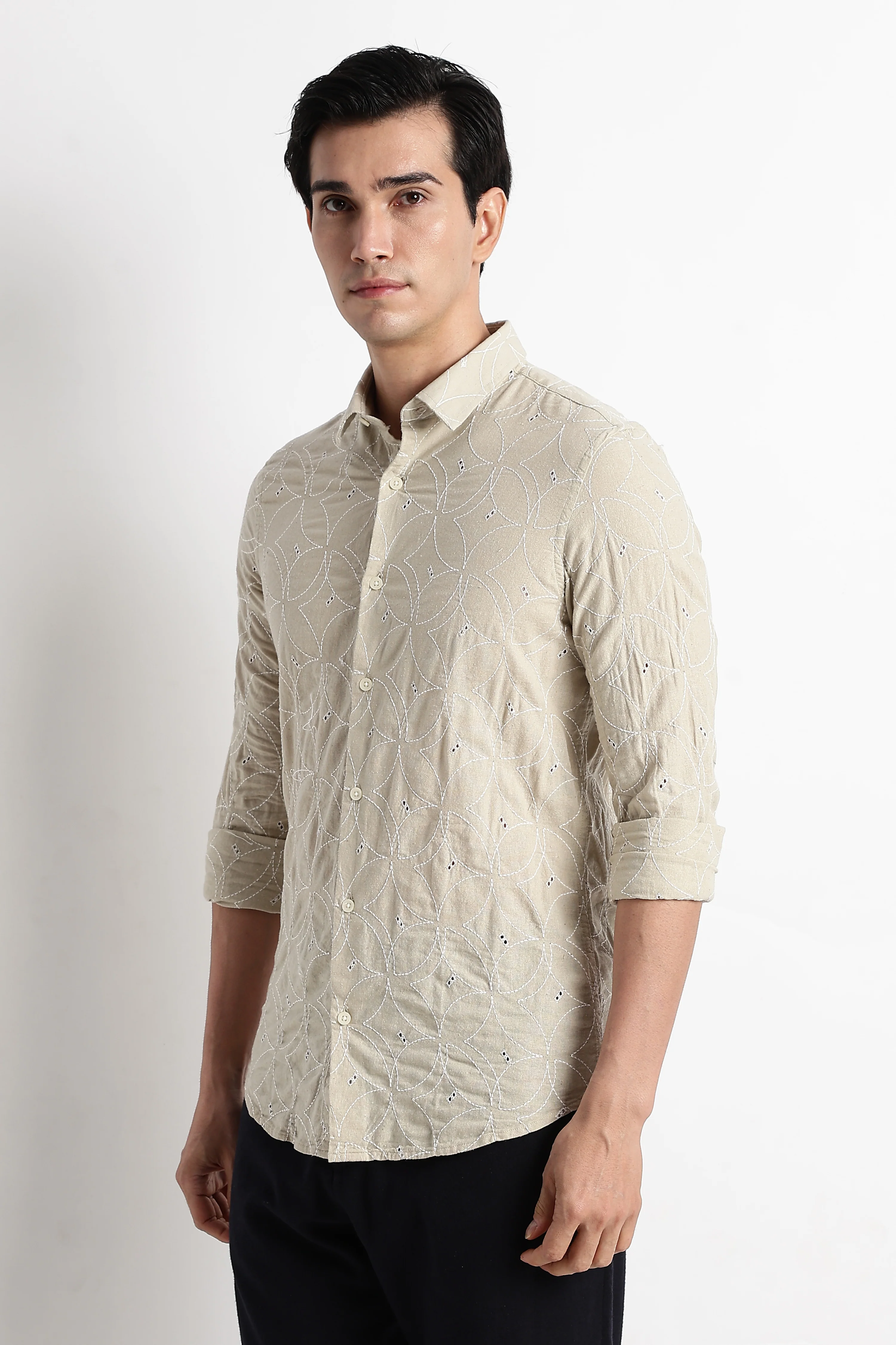 Men Embroided Cotton Shirt - Image 9