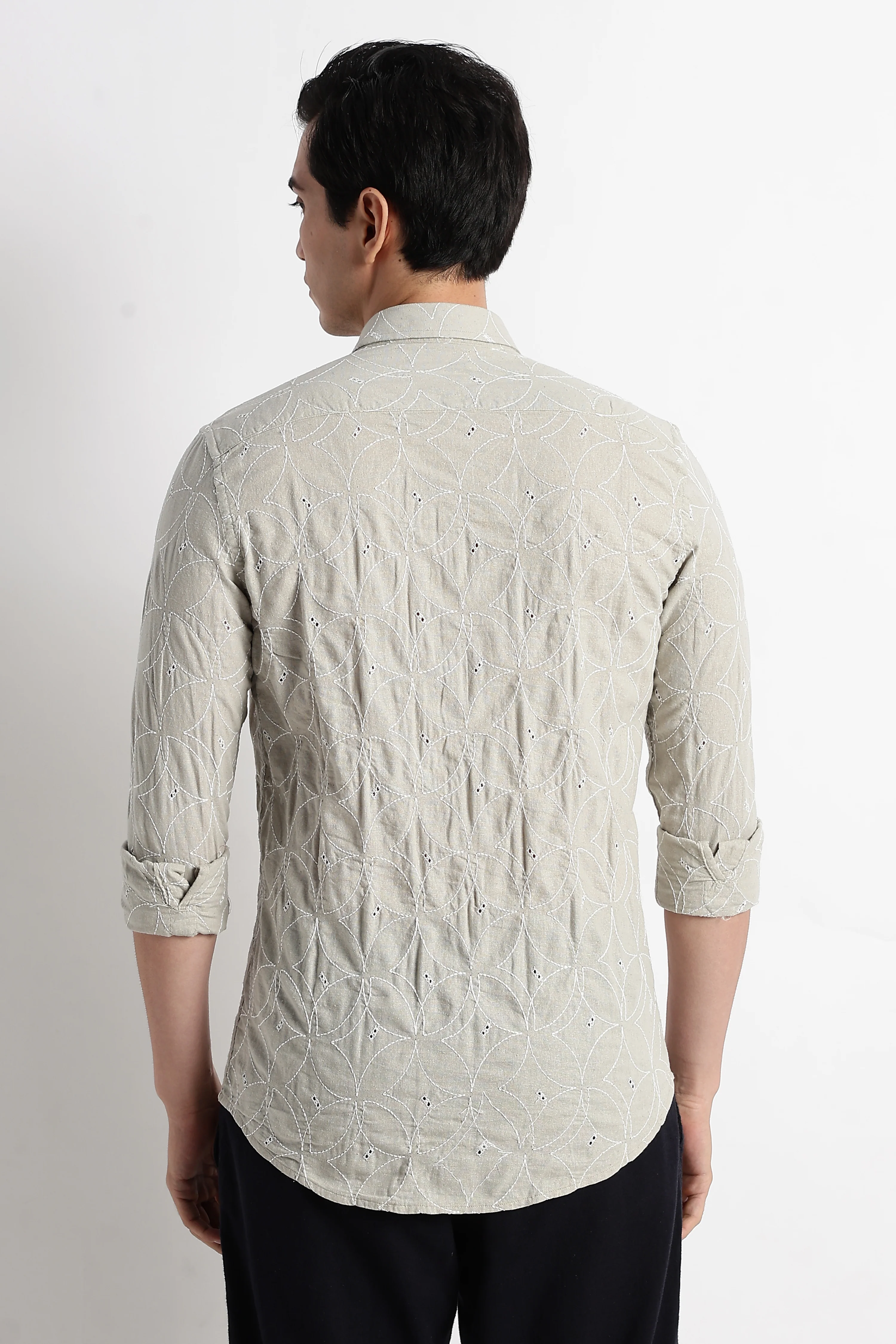 Men Embroided Cotton Shirt - Image 2