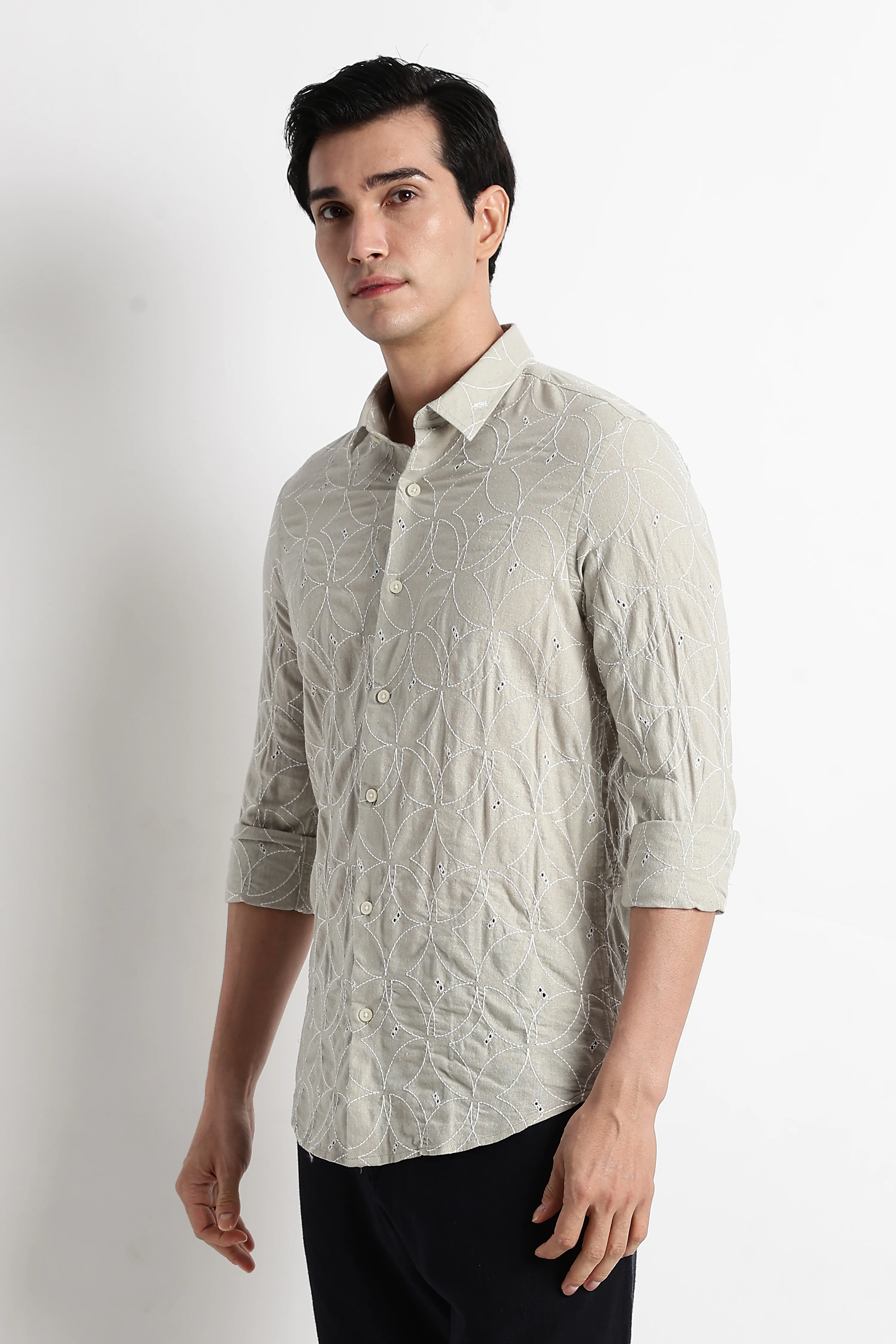 Men Embroided Cotton Shirt - Image 4