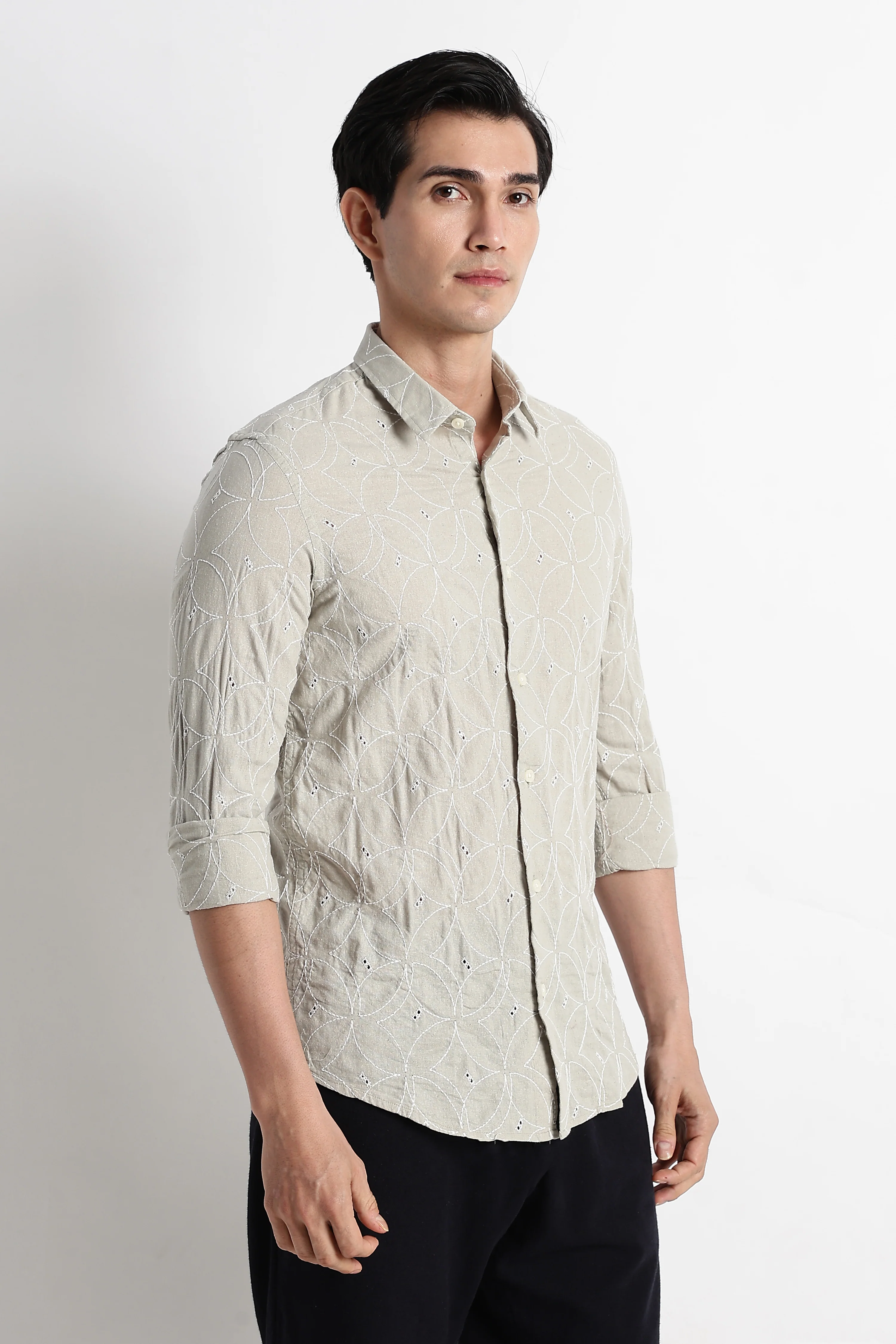 Men Embroided Cotton Shirt - Image 5