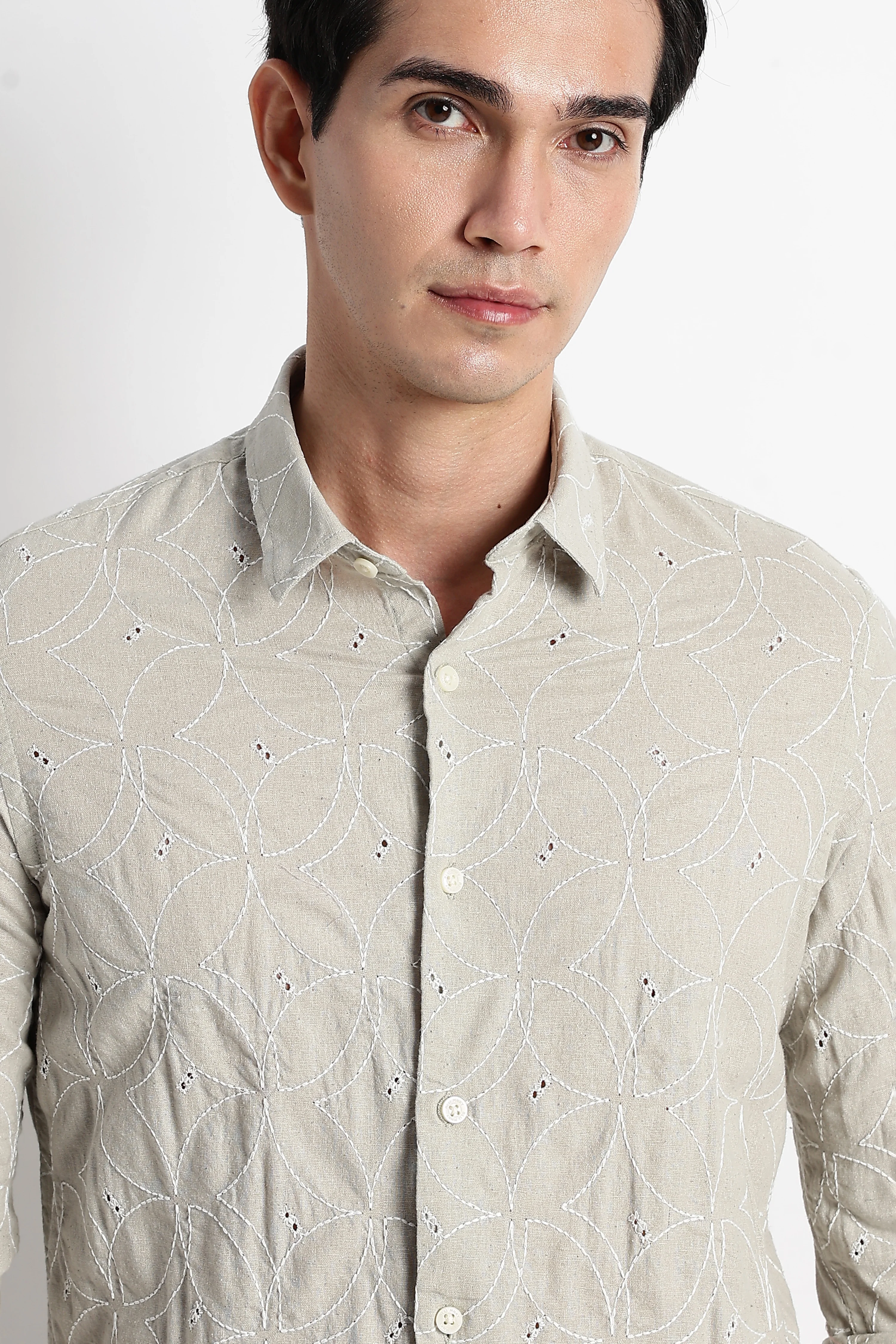 Men Embroided Cotton Shirt - Image 6