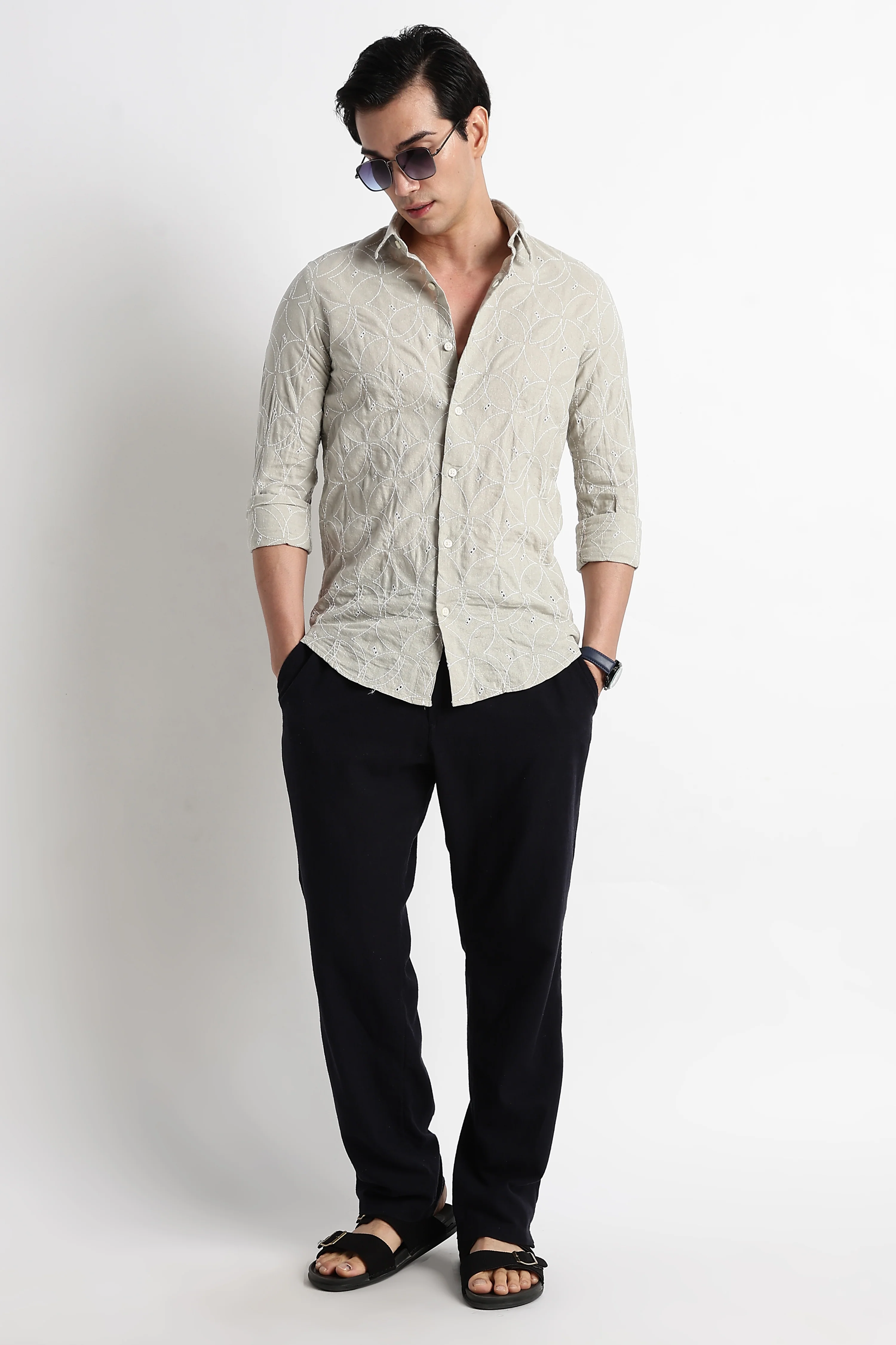 Men Embroided Cotton Shirt - Image 8