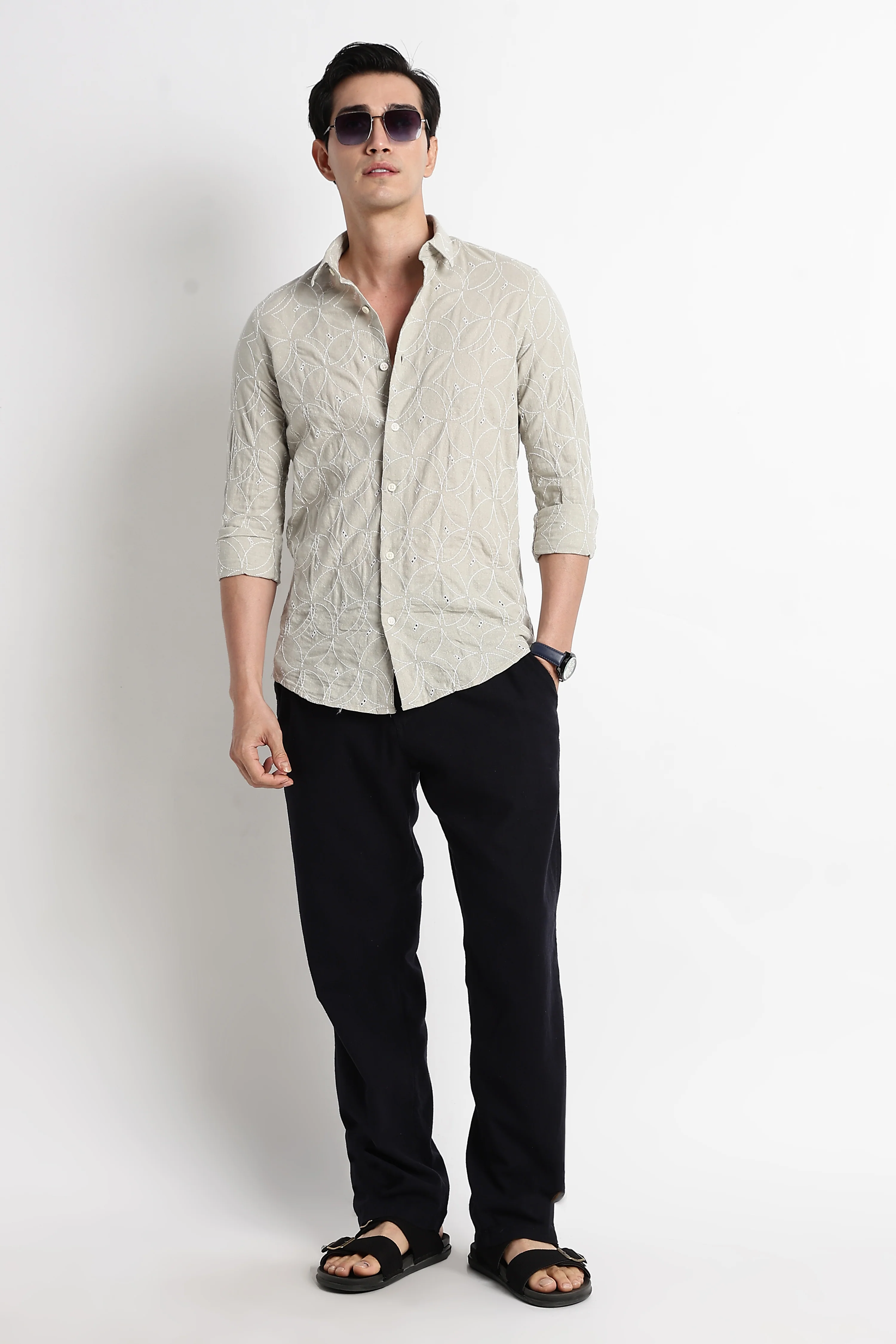 Men Embroided Cotton Shirt - Image 9