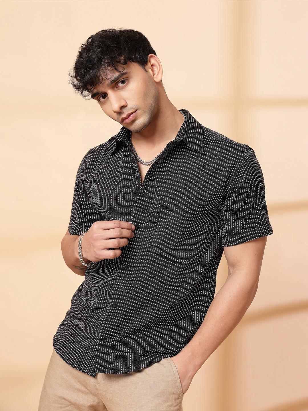 Men Embroidered Cotton Shirt - Image 3
