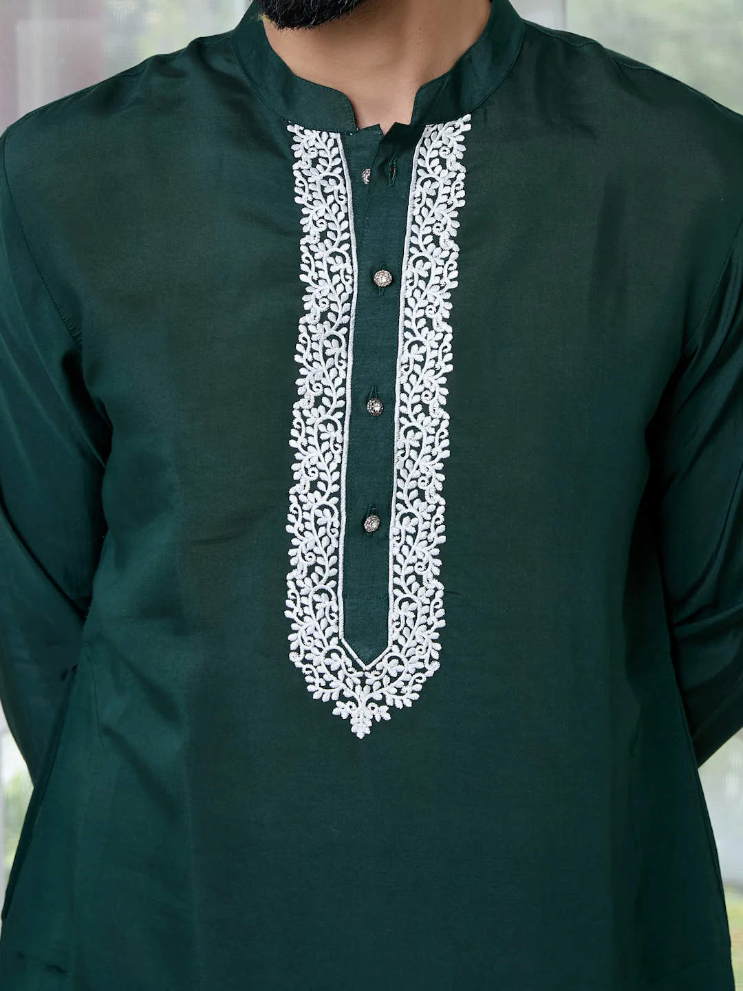 Men EmbroideredMandarin Kurta - Image 2