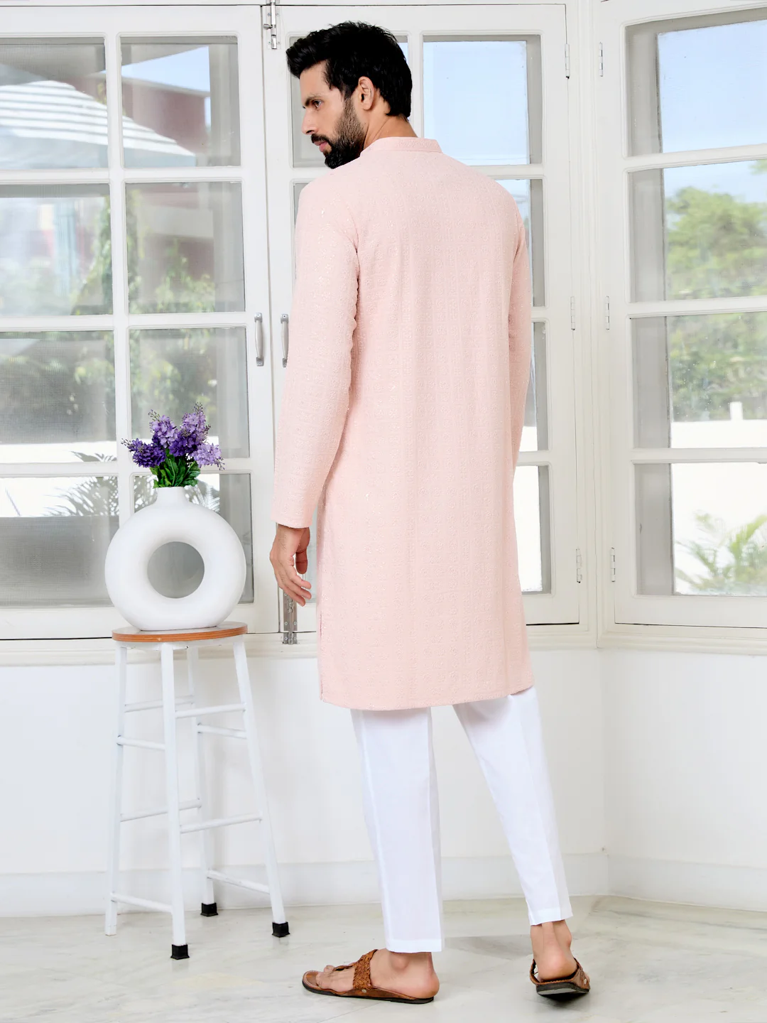 Men Ethnic Motifs Sequins Embroidered Kurta - Image 4