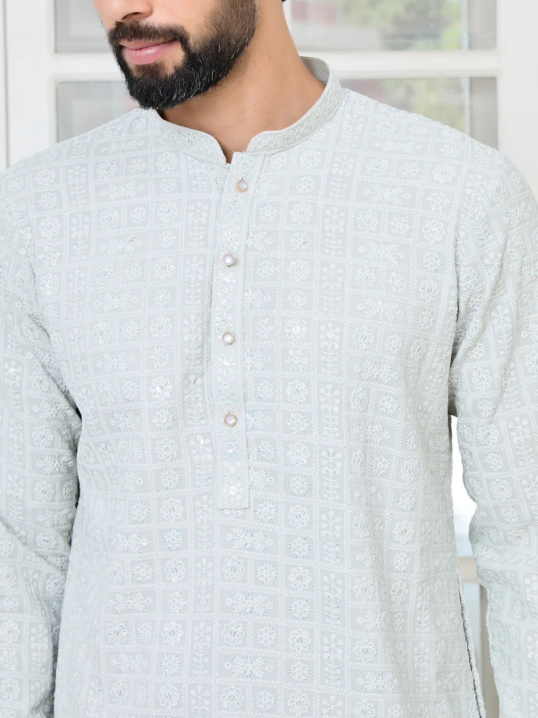 Men Ethnic Motifs Sequins Embroidered Kurta - Image 2