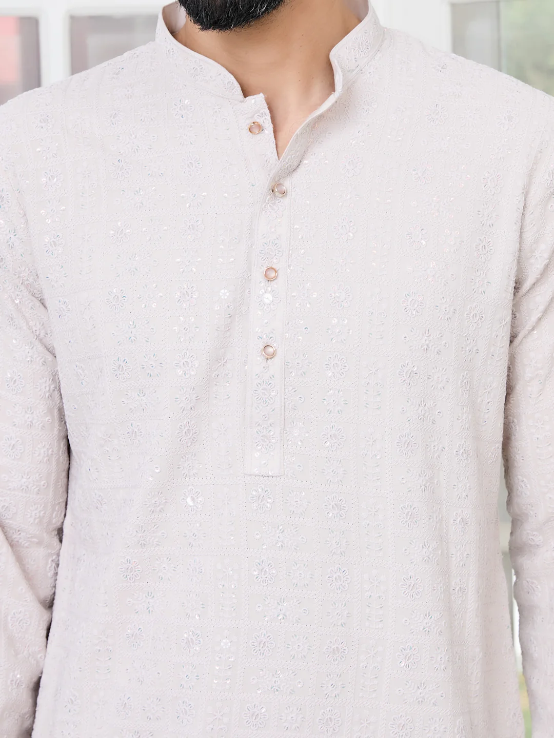 Men Ethnic Motifs Sequins Embroidered Kurta - Image 2