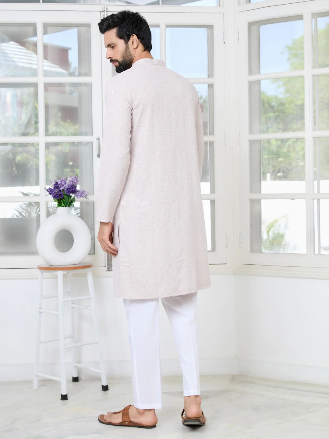 Men Ethnic Motifs Sequins Embroidered Kurta - Image 4