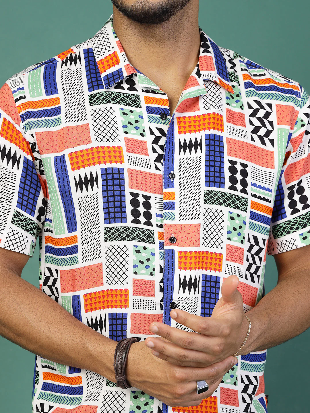 Men Ethnic Rayon Cuban Collar Coord Set - Image 2
