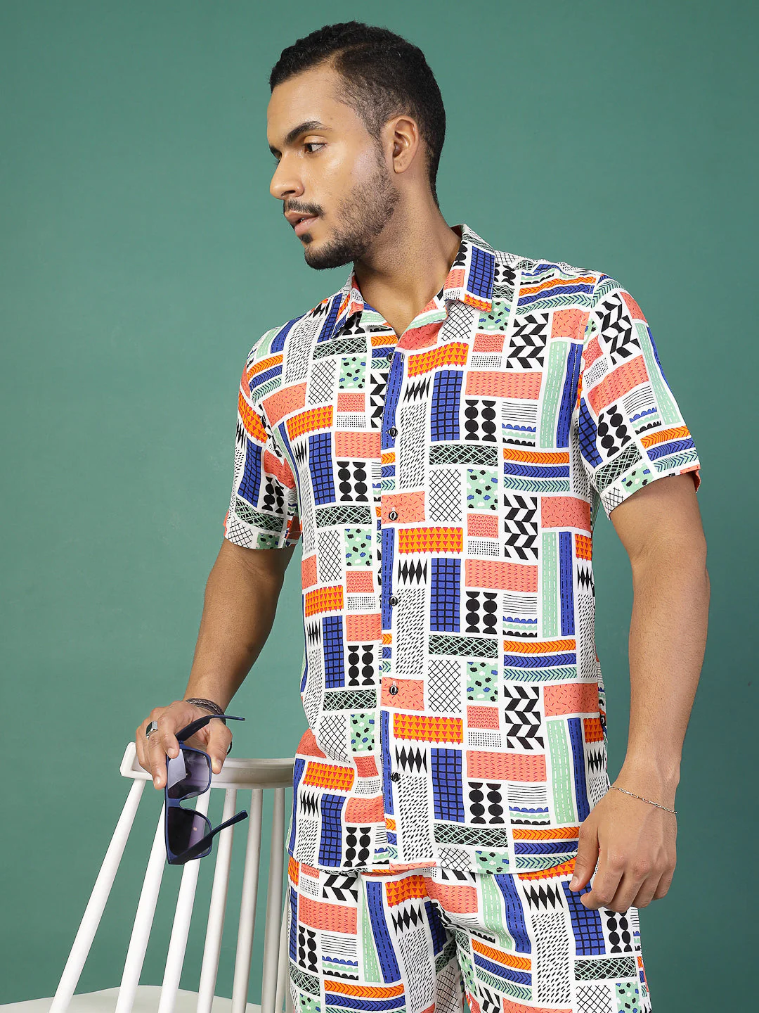 Men Ethnic Rayon Cuban Collar Coord Set - Image 6