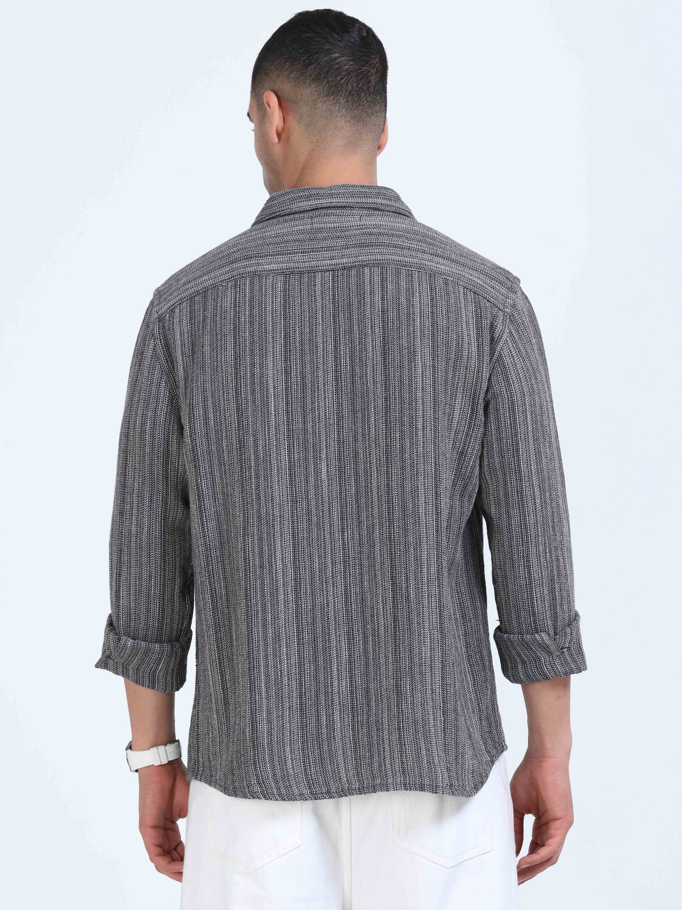 Men Fashion Black Stripe Shirt - Image 3