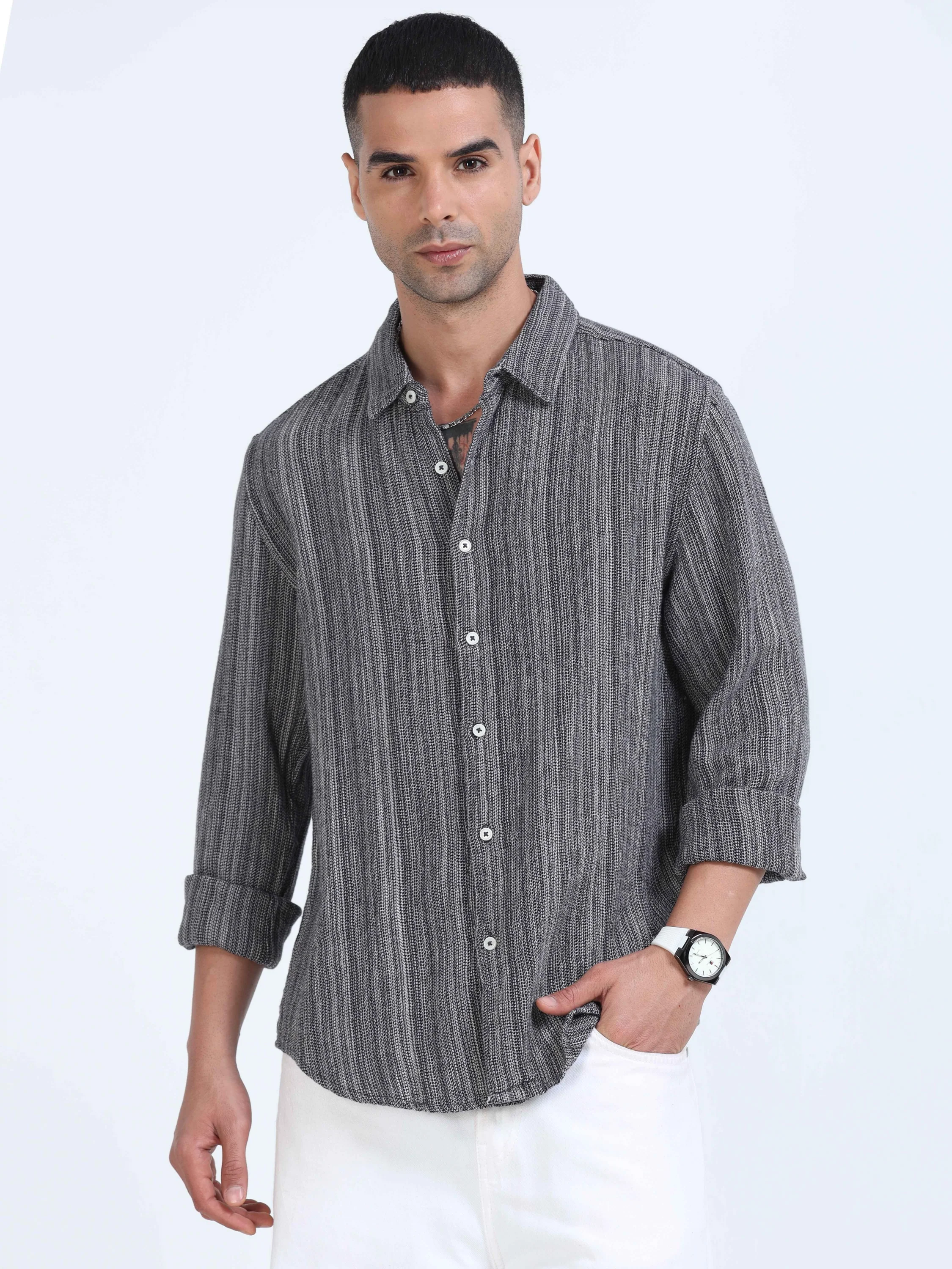 Men Fashion Black Stripe Shirt - Image 5