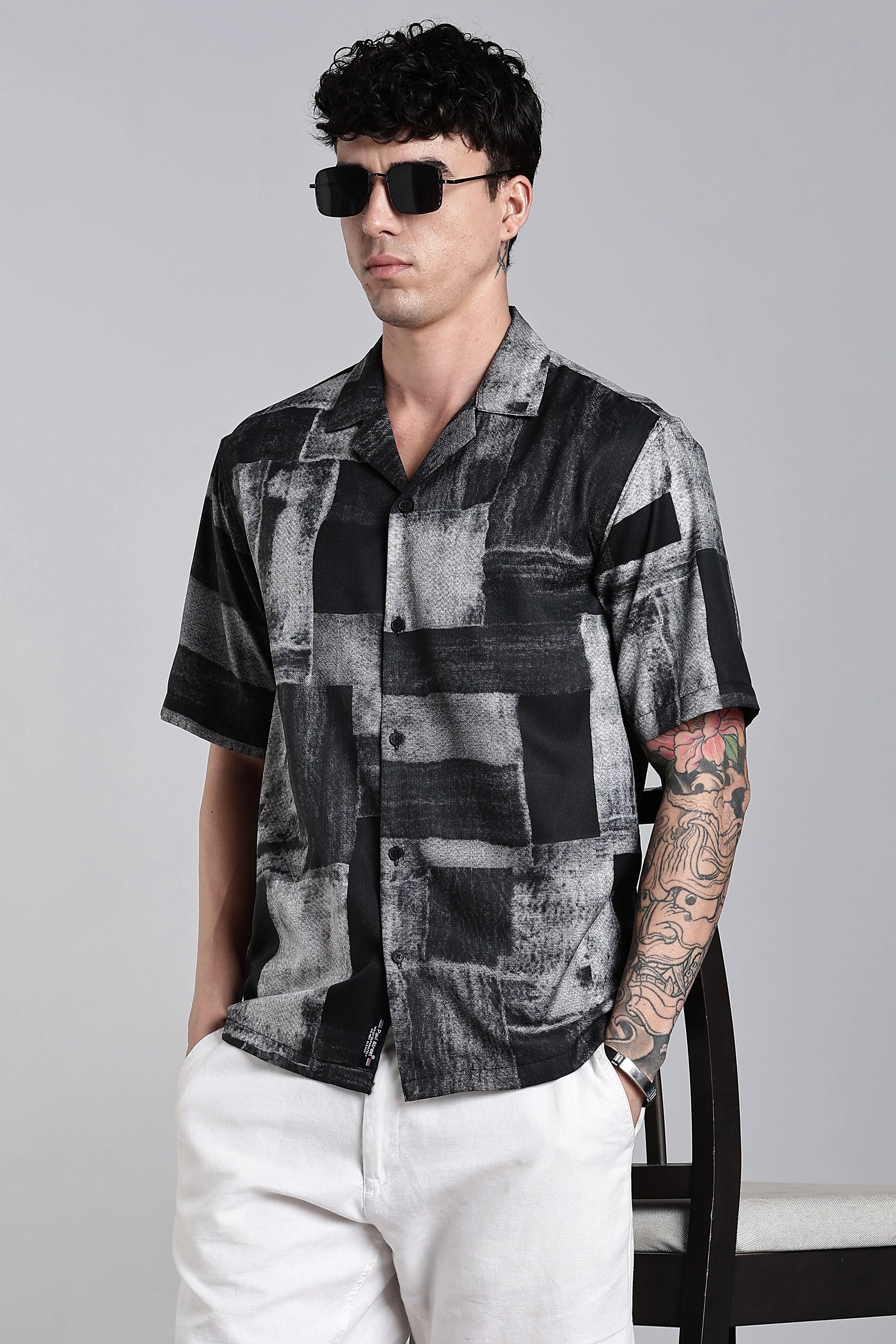 Men Fiero Black Abstract Shirt - Image 3
