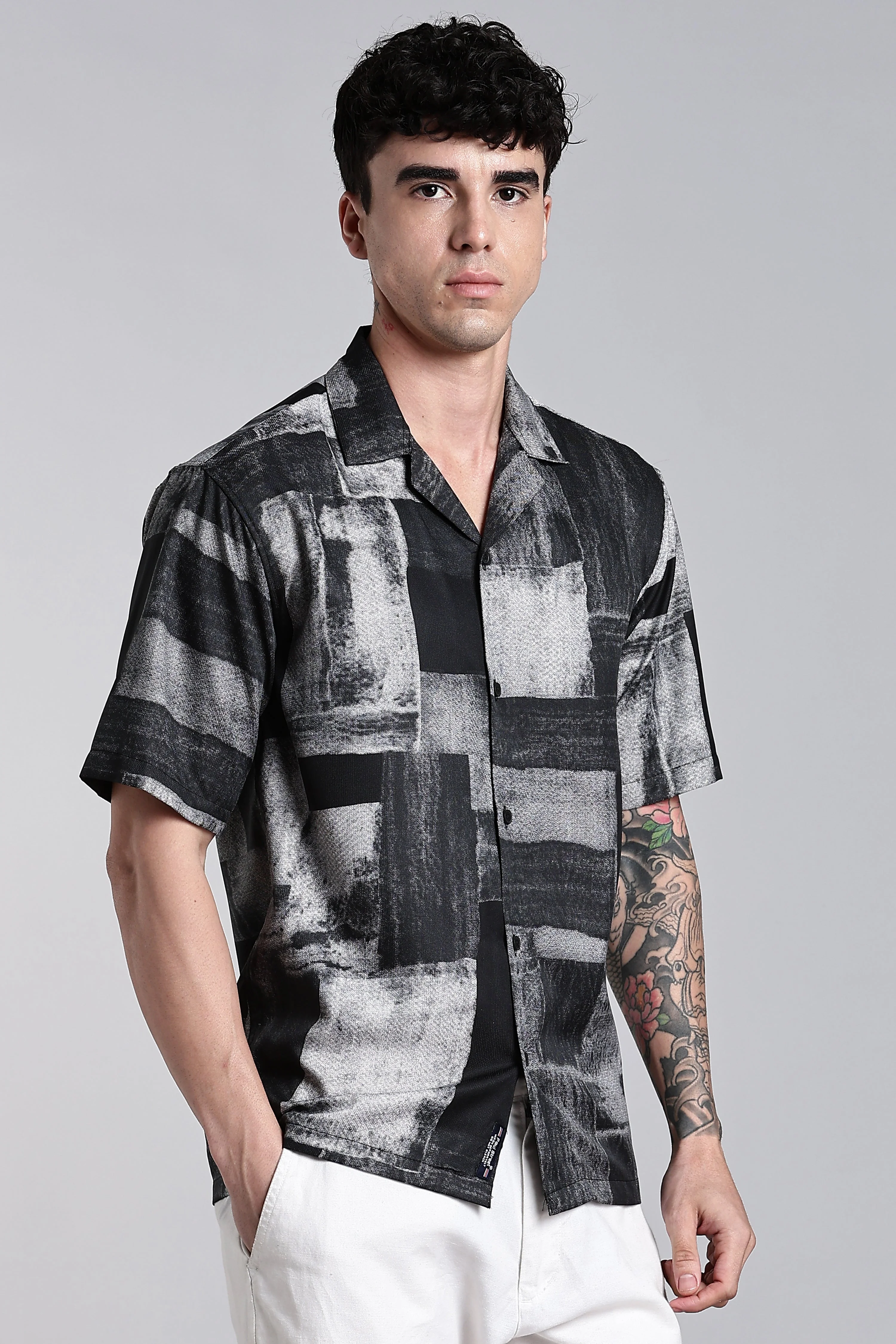 Men Fiero Black Abstract Shirt - Image 6