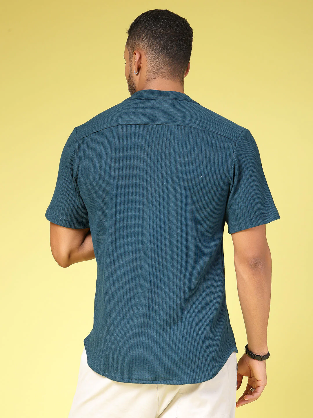 Men Find Your Perfect Waffle Knit Solid Shirt - Image 2