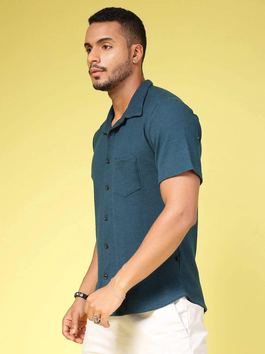 Men Find Your Perfect Waffle Knit Solid Shirt - Image 3