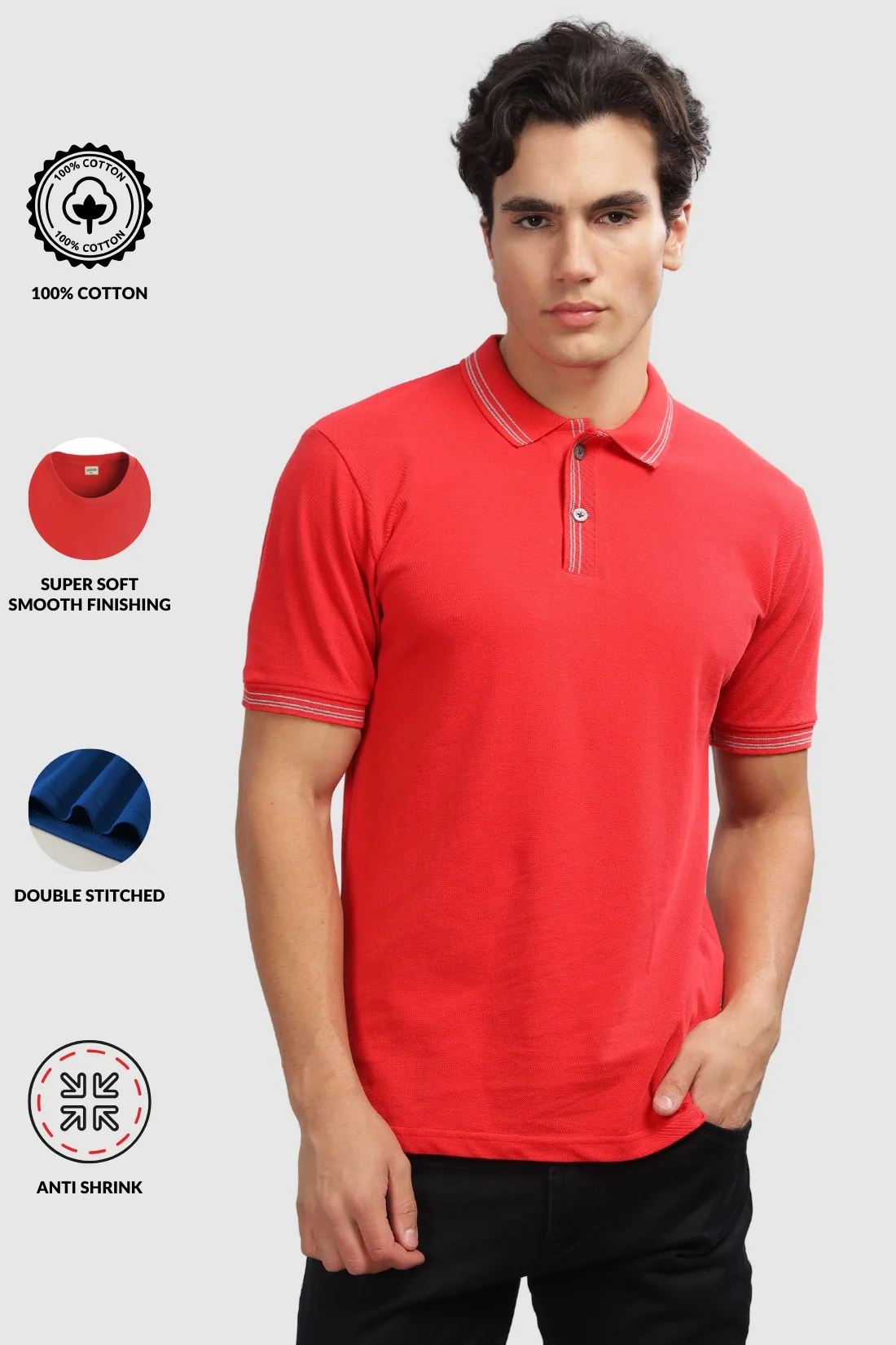 Men Firebrick Regular Fit Polo T-Shirt - Image 4