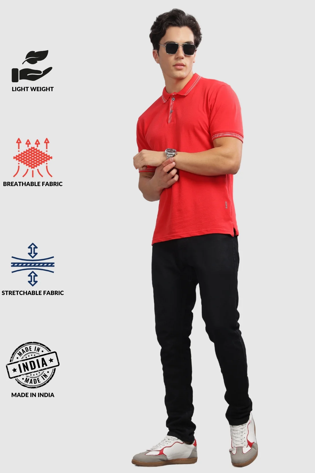 Men Firebrick Regular Fit Polo T-Shirt - Image 5