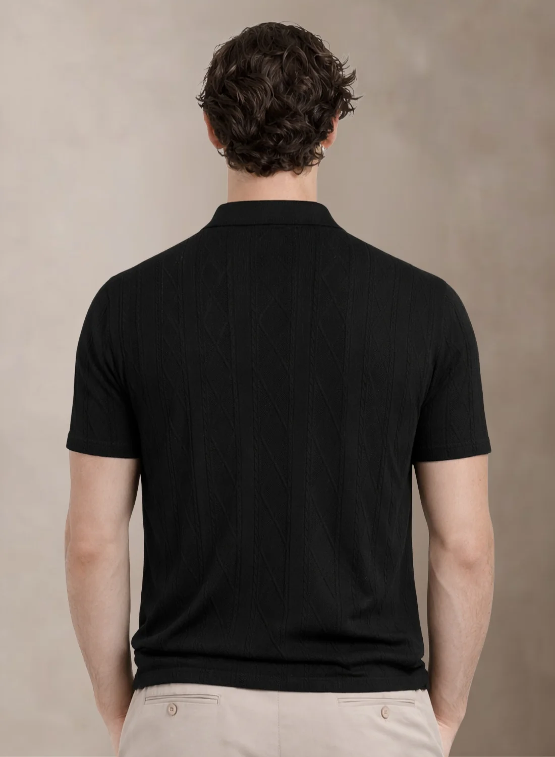 Men Flat Knit Polo T-Shirt - Image 3