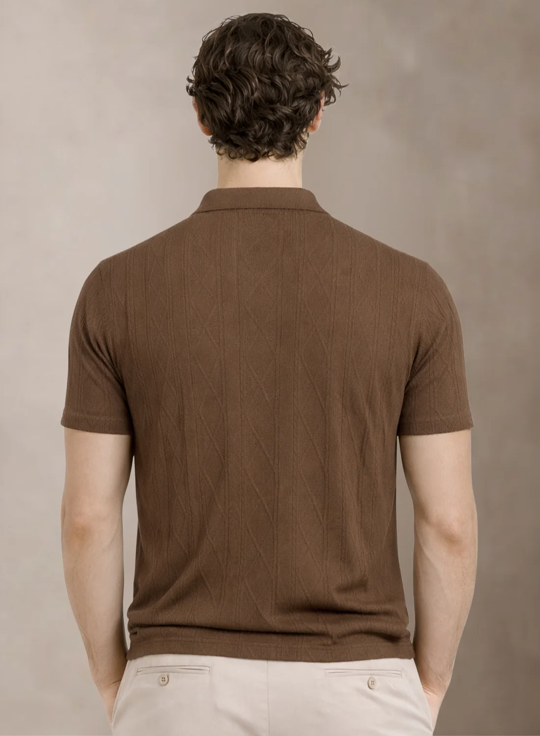 Men Flat Knit Polo T-Shirt - Image 3