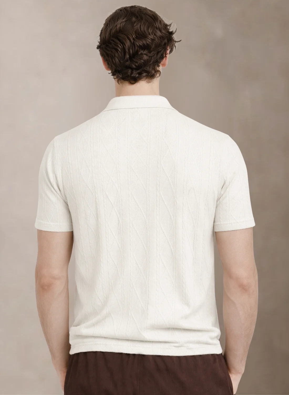 Men Flat Knit Polo T-Shirt - Image 3
