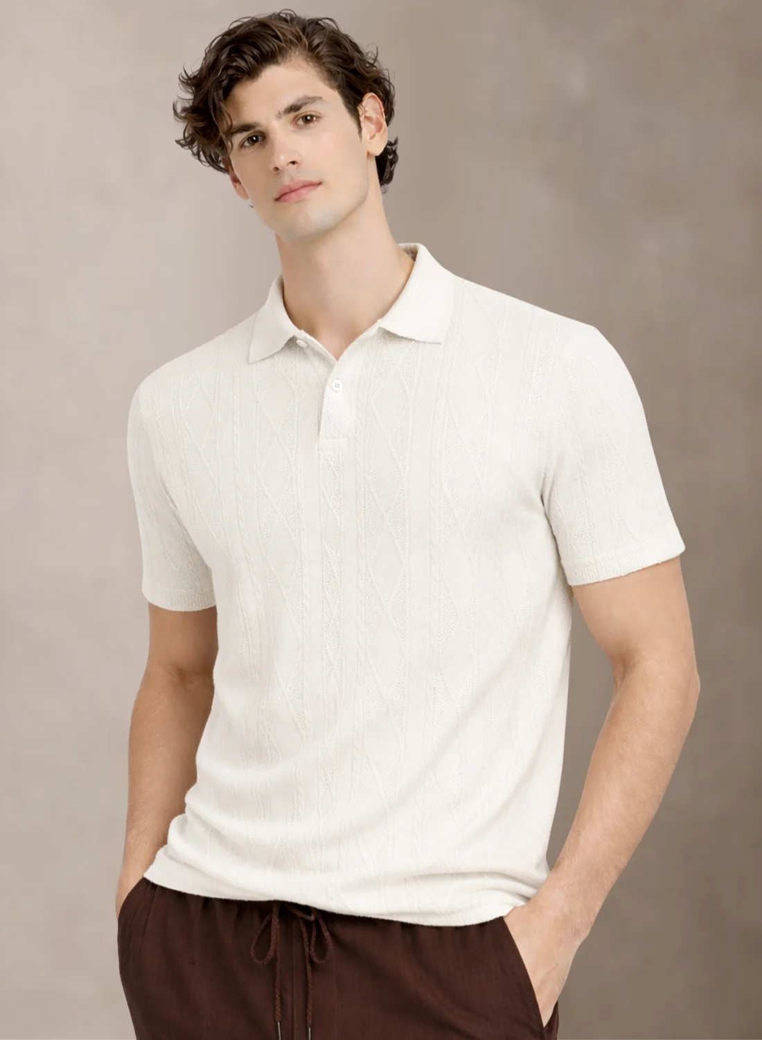 Men Flat Knit Polo T-Shirt - Image 4