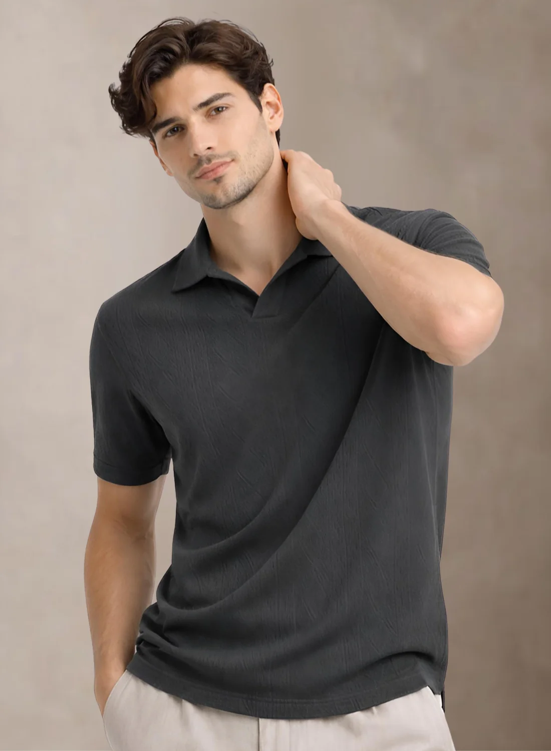 Men Flat Knit Polo T-Shirt - Image 4