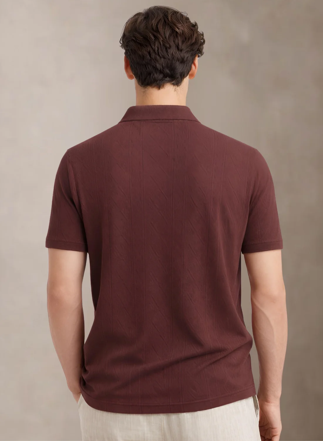 Men Flat Knit Polo T-Shirt - Image 3
