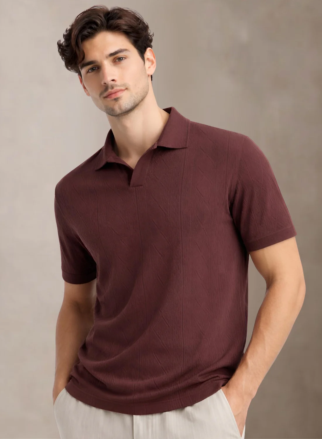 Men Flat Knit Polo T-Shirt - Image 4