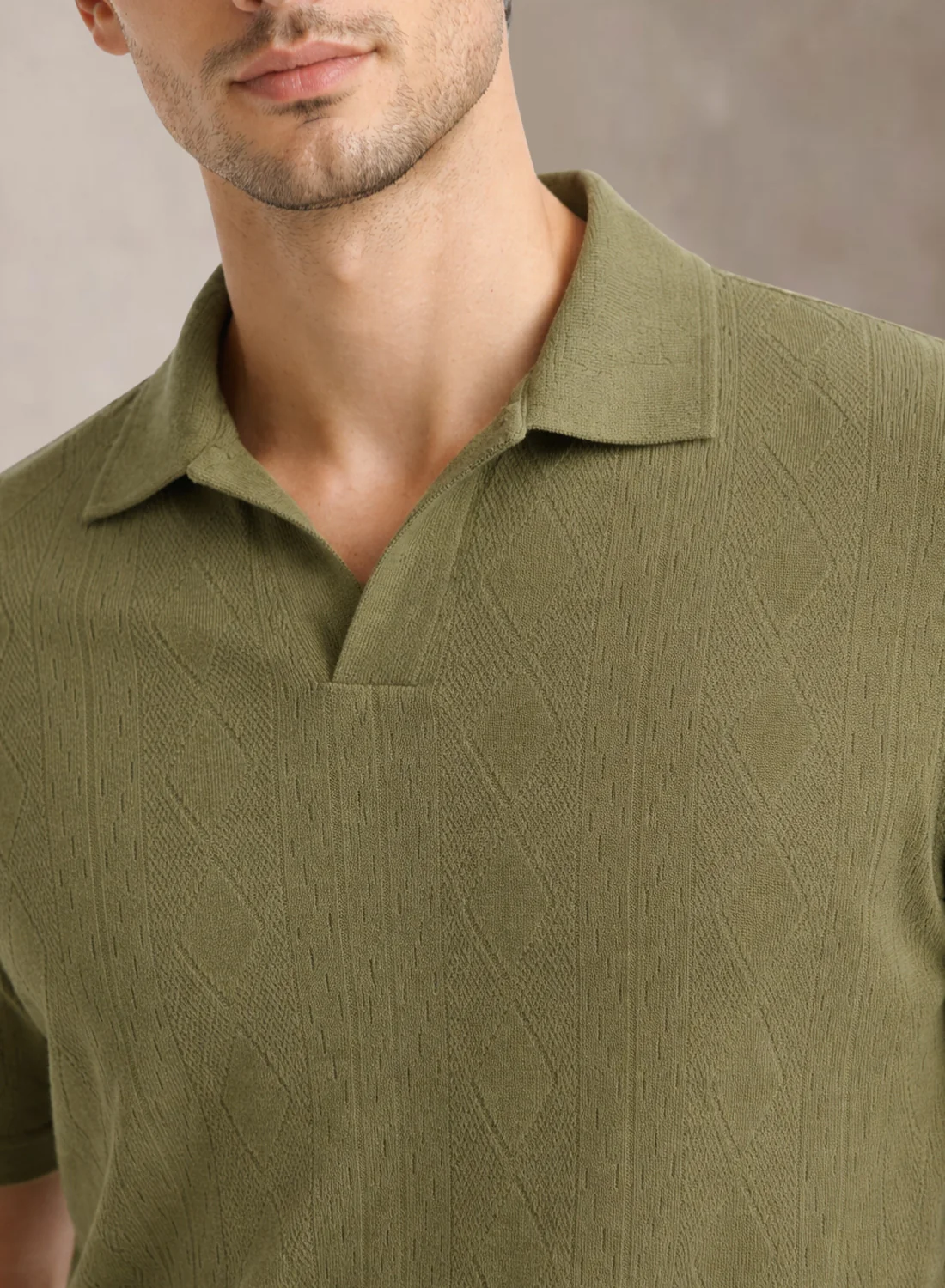 Men Flat Knit Polo T-Shirt - Image 2