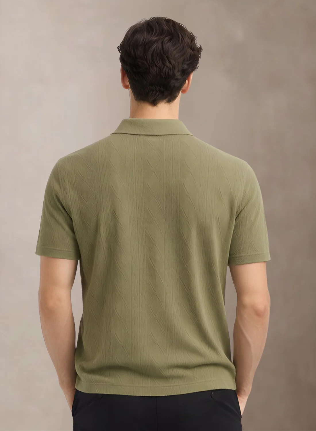 Men Flat Knit Polo T-Shirt - Image 3