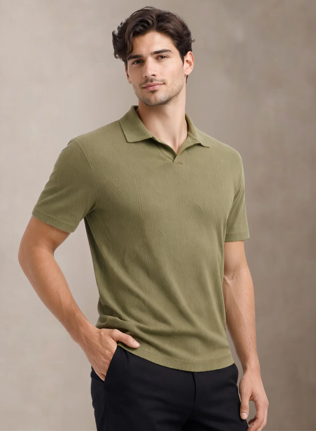Men Flat Knit Polo T-Shirt - Image 4