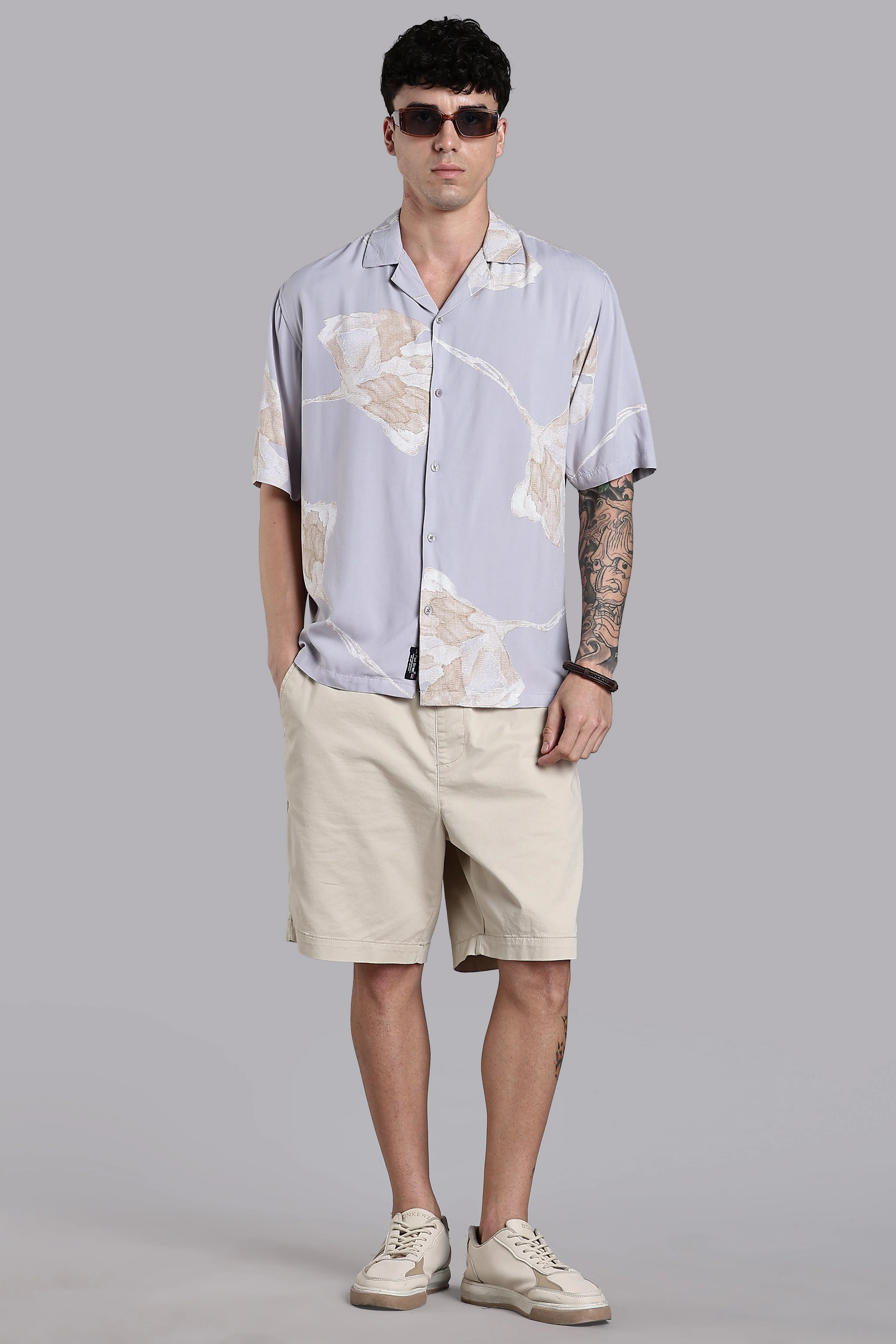 Men Florado Beige Floral Shirt - Image 6